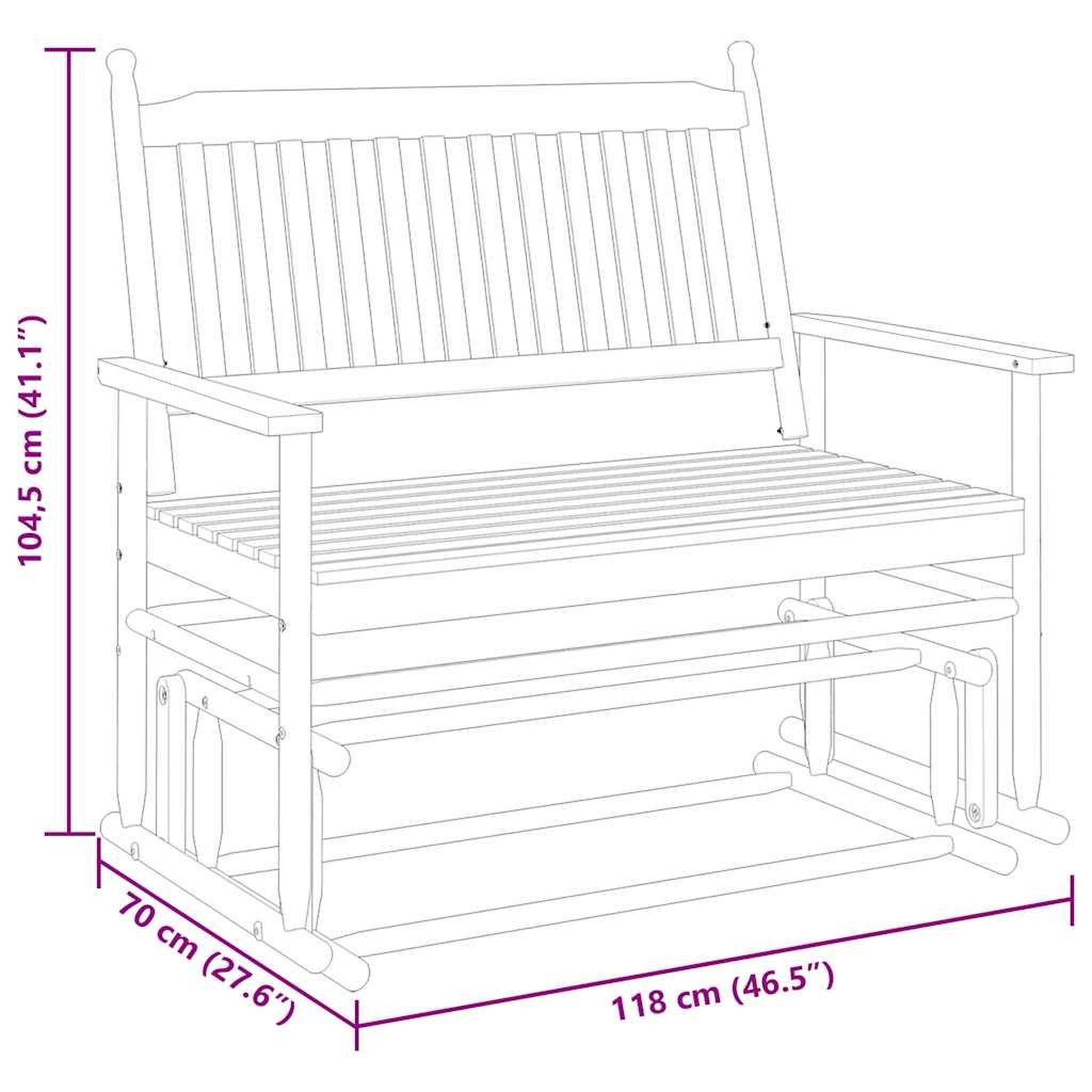Voir la diapositive 6 : VIDAXL Banc balancelle noir 118x70x104,5 cm bois massif de peuplier