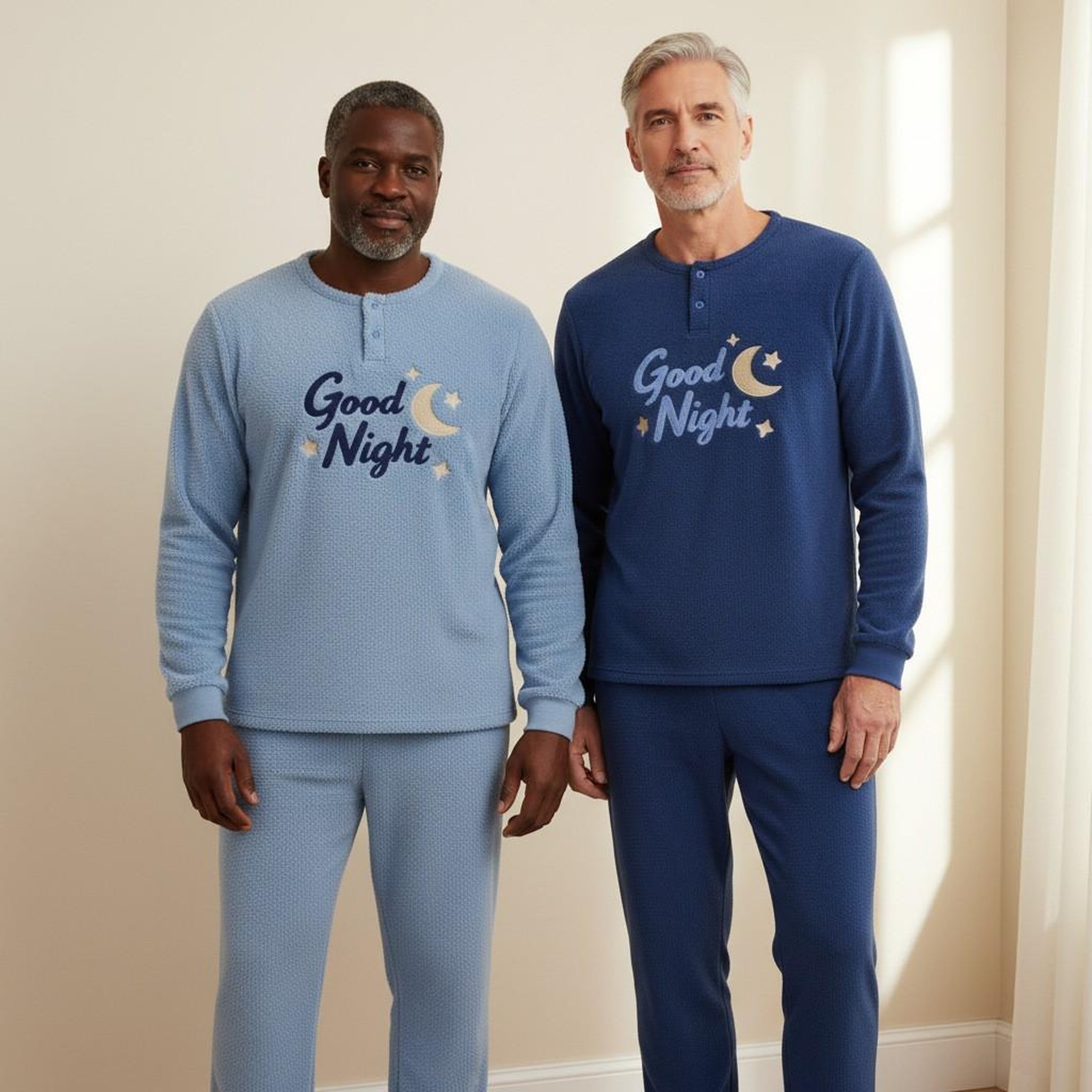 Voir la diapositive 2 : OZABI OZABI Pyjama Homme Pack de 2, Polaire Douce et Moelleuse, Broderie