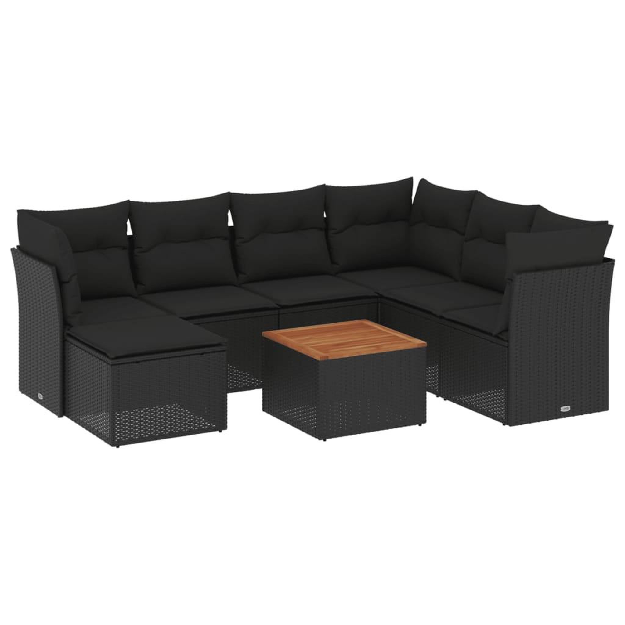 Voir la diapositive 2 : VIDAXL Salon de jardin 8 pcs avec coussins noir resine tressee