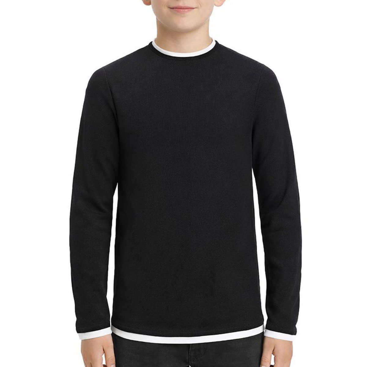 Jack & Jones Pull Noir Garçon Jack & Jones Twinn Knit Neck