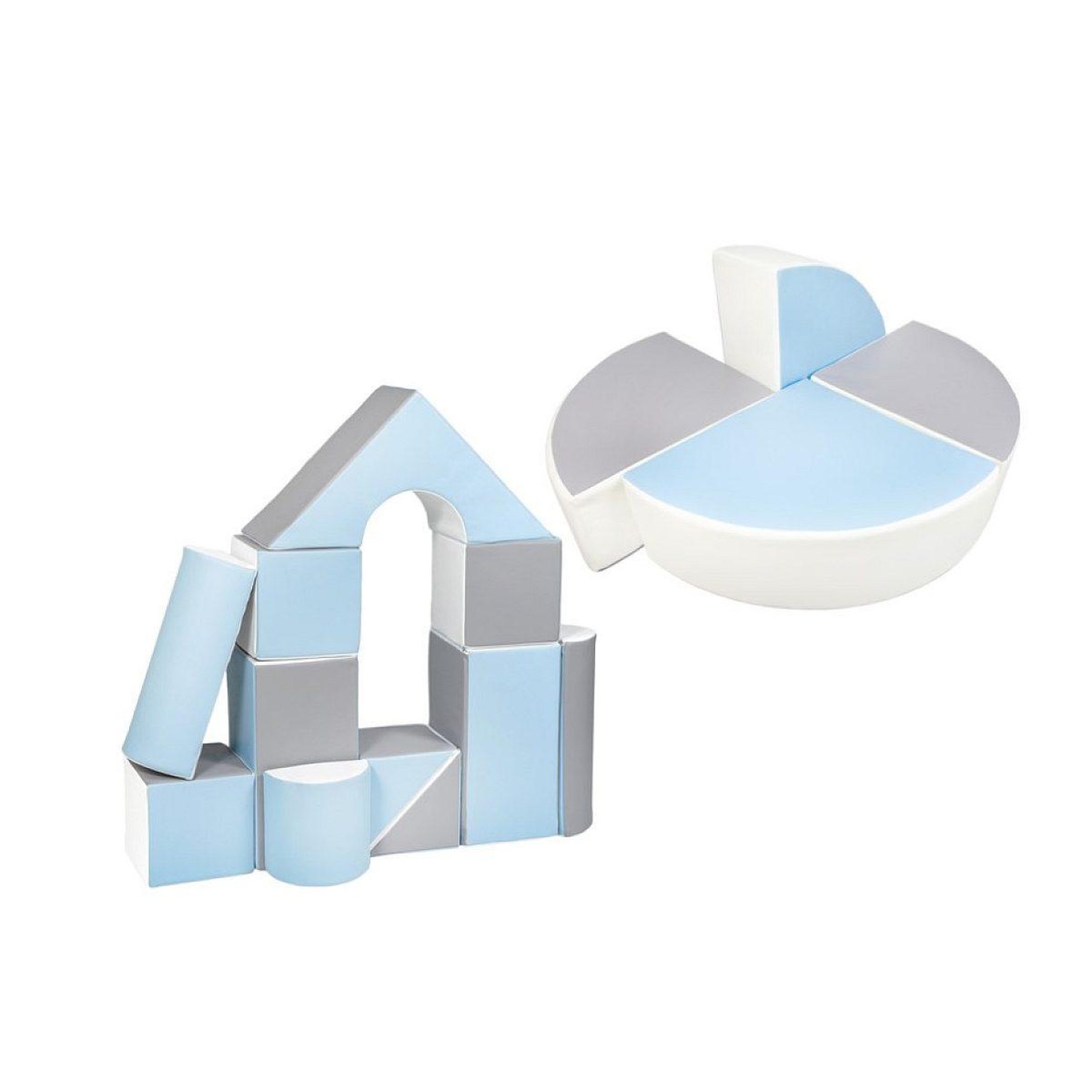 VELINDA Set de 15 blocs en mousse le jeu blanc bleu gris