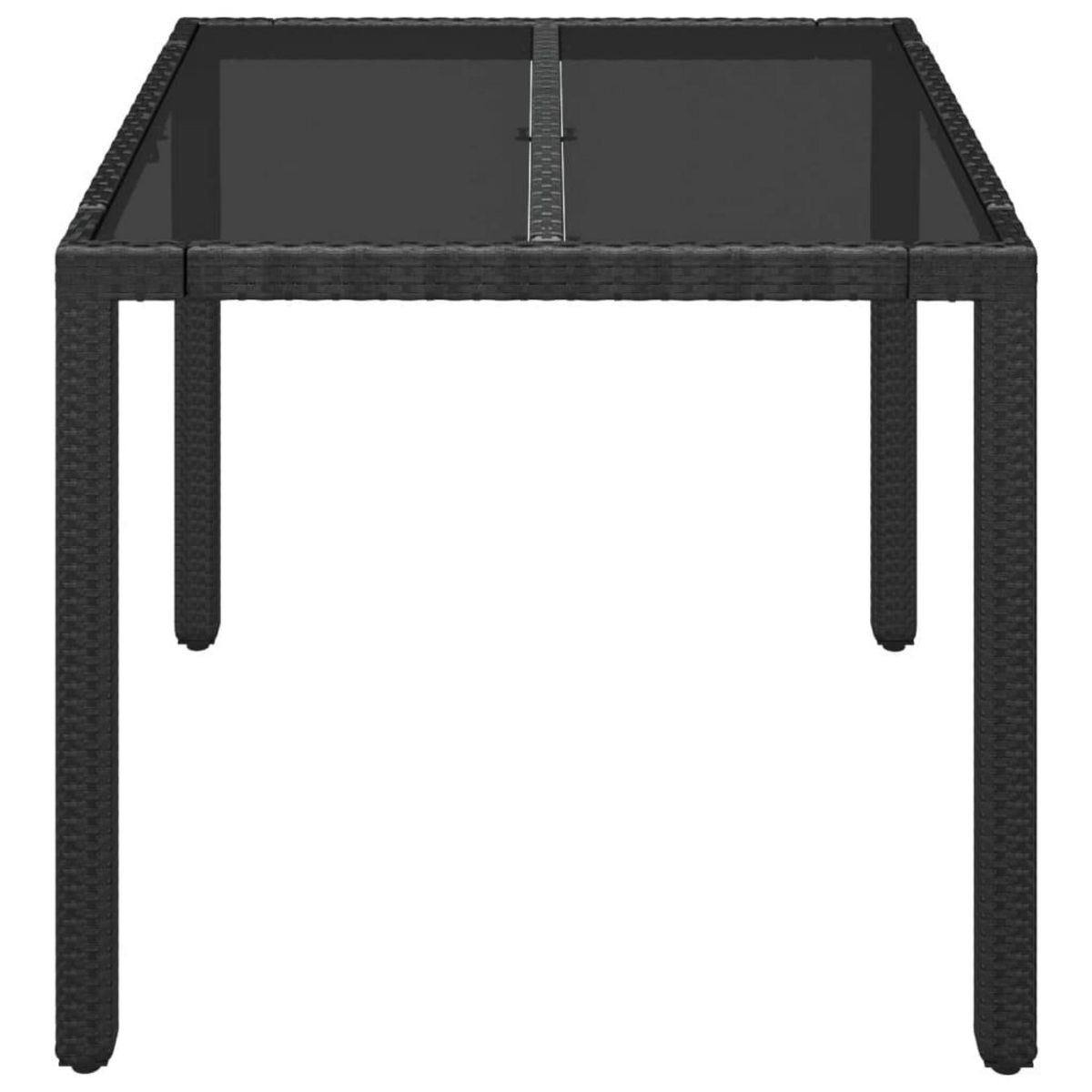 VIDAXL Table de jardin dessus en verre Noir 90x90x75 cm Resine tressee