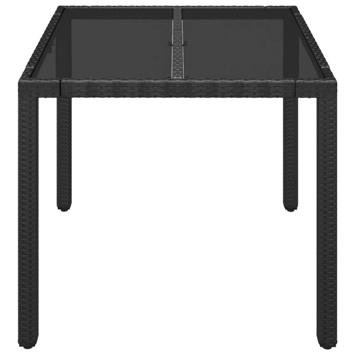 VIDAXL Table de jardin dessus en verre Noir 90x90x75 cm Resine tressee