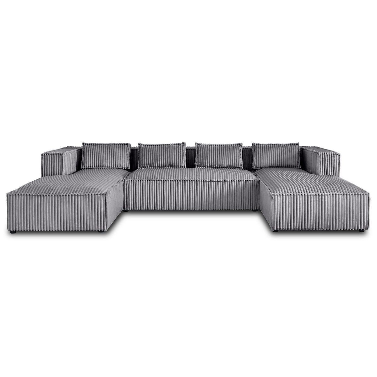 LISA DESIGN Stella - canapé panoramique en u - 7 places - en velours côtelé grosses côtes