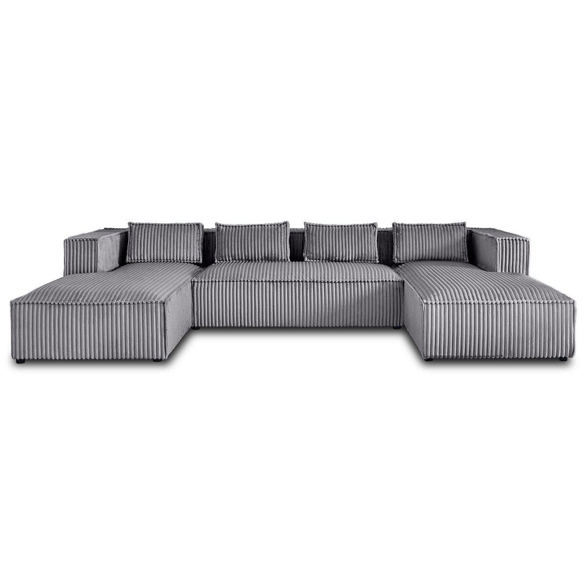 LISA DESIGN Stella - canapé panoramique en u - 7 places - en velours côtelé grosses côtes