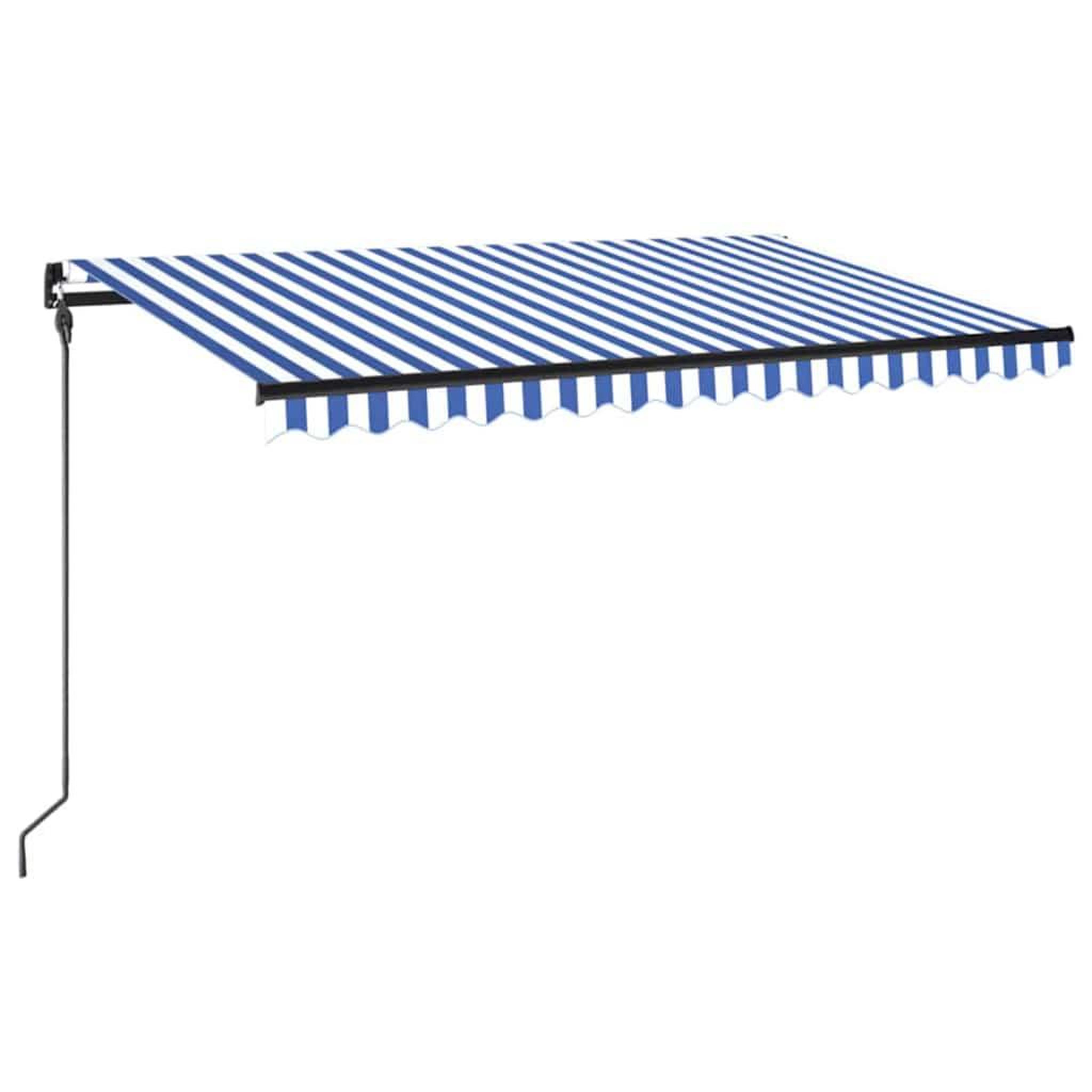 Voir la diapositive 2 : VIDAXL Auvent manuel retractable avec LED 450x300 cm Bleu et blanc