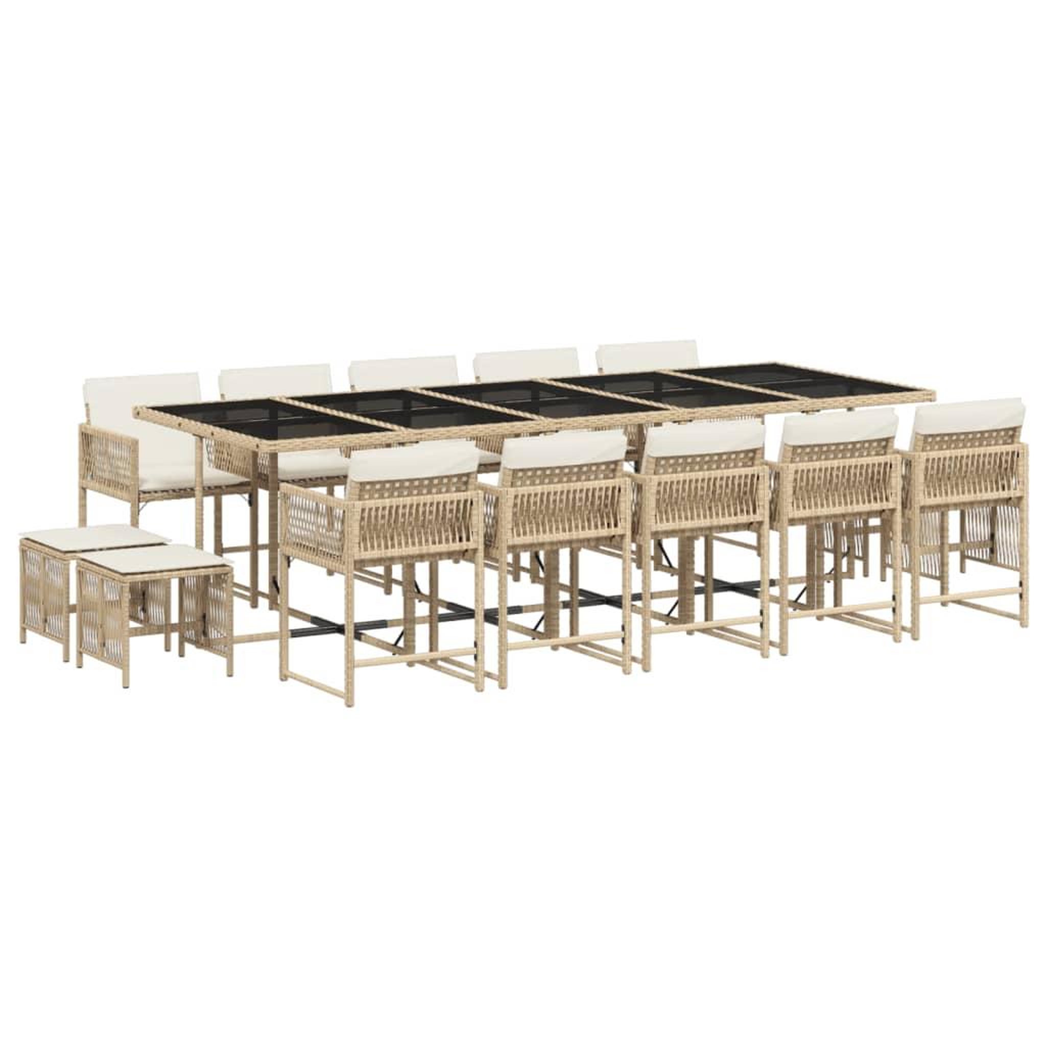 Voir la diapositive 2 : VIDAXL Ensemble a manger de jardin et coussins 15 pcs beige