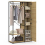 Voir la diapositive 4 : ID MARKET Dressing penderie étagères avec porte L. 90 cm DETROIT design industriel