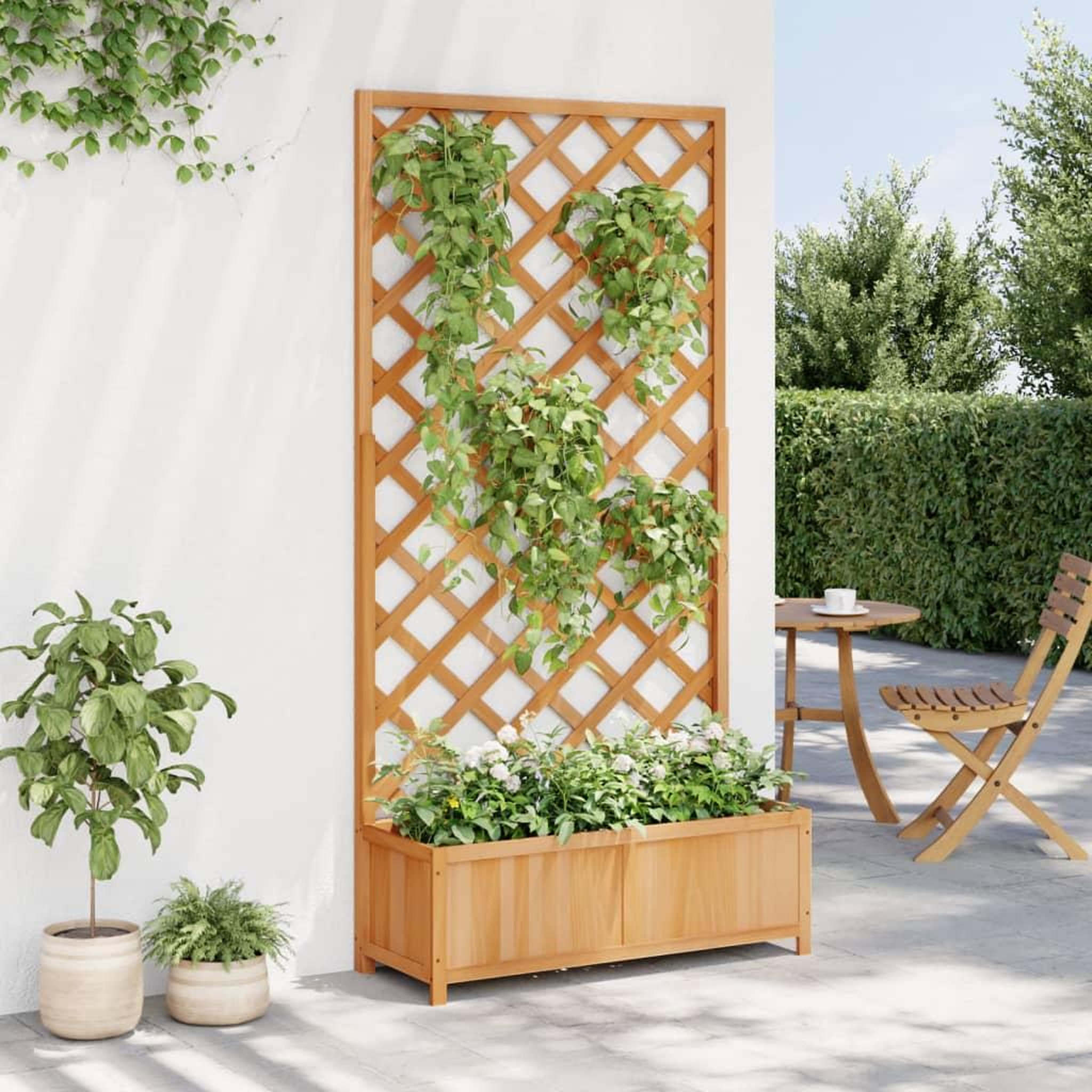 Voir la diapositive 3 : VIDAXL Jardiniere avec treillis marron bois massif de sapin