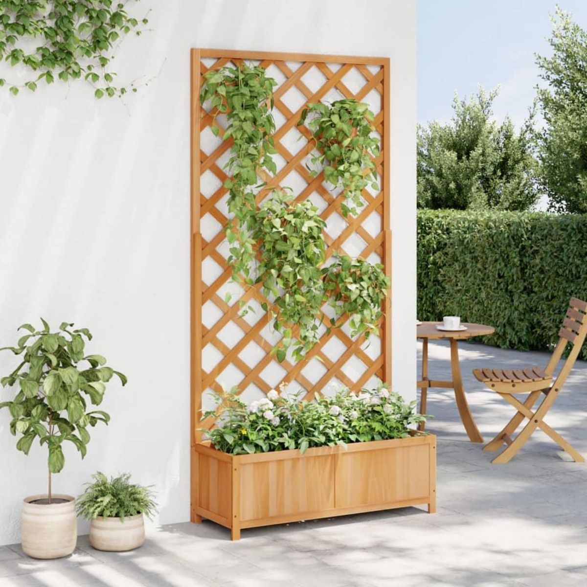 VIDAXL Jardiniere avec treillis marron bois massif de sapin