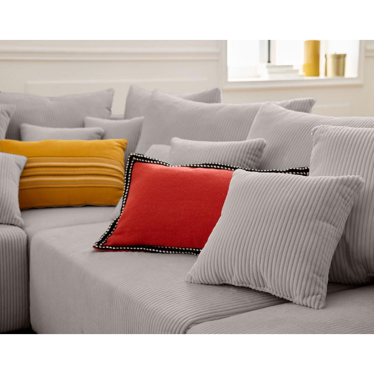 LISA DESIGN Edinburg - canapé modulable panoramique 8 places - en velours côtelé