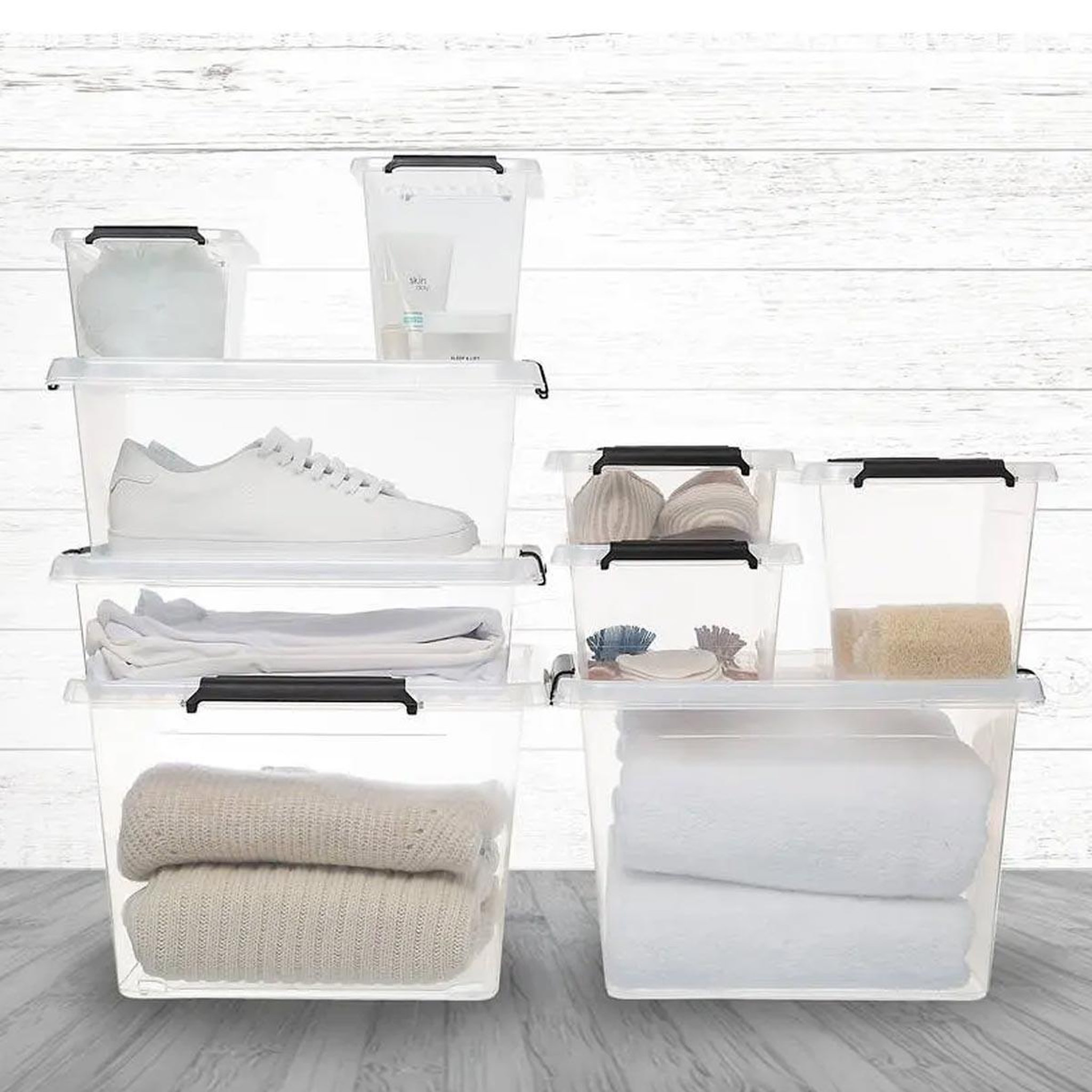 Voir la diapositive 5 : FIVE Boîte de rangement basse  clip  3l transparent