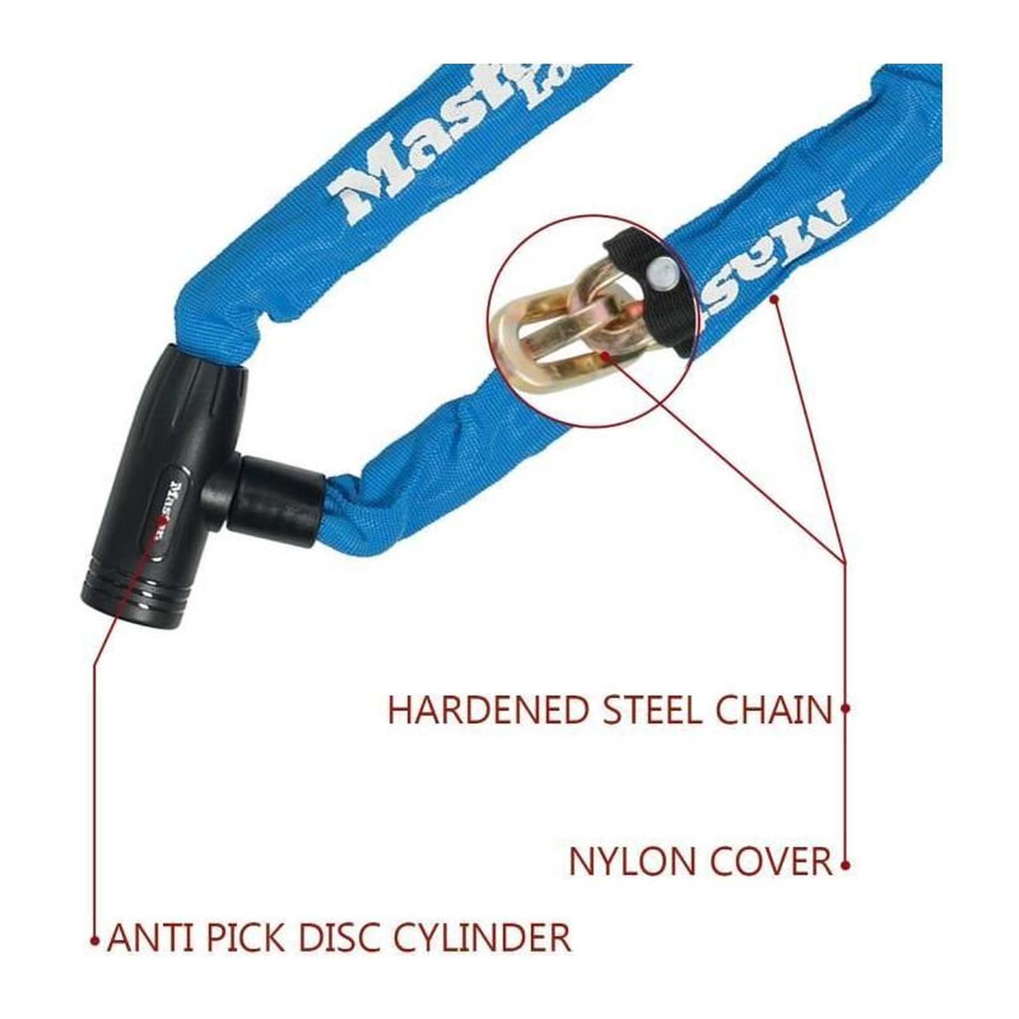 Voir la diapositive 2 : Master lock MASTER LOCK Chaîne Antivol Vélo [Clé] [90 cm Chaîne] [Bleu] 8391EURDPROCOLB
