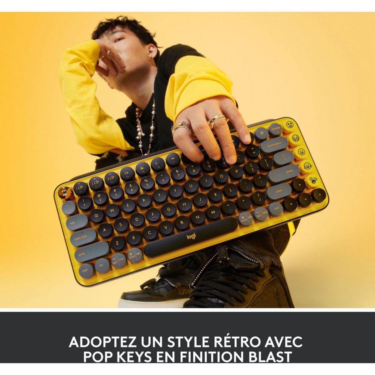 Logitech Clavier sans fil POP Keys Multidispositif-Blast jaune