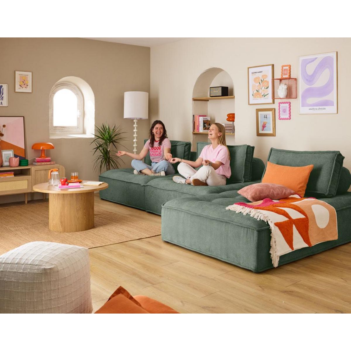 LISA DESIGN Marisol - canapé d'angle modulable 4 places - velours texturé