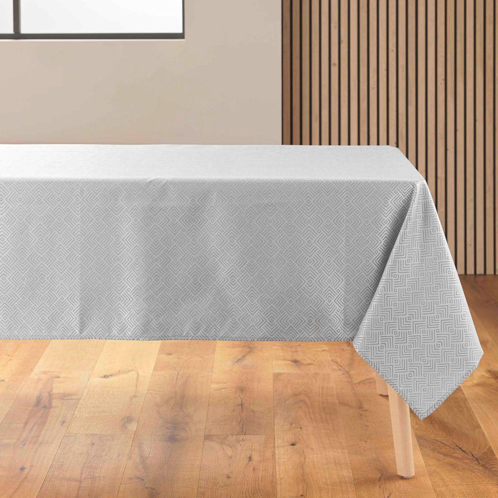 Douceur d'Intérieur Nappe jacquard imprimé  azuline  140x250cm gris
