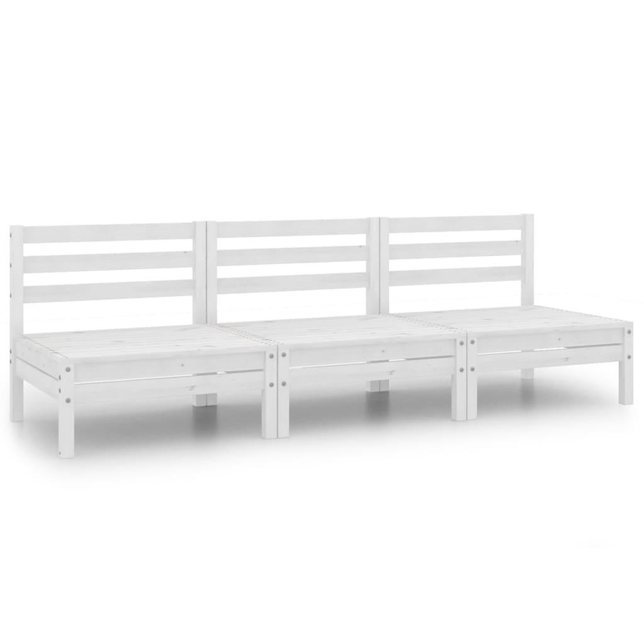 Voir la diapositive 2 : VIDAXL Salon de jardin 3 pcs Blanc Bois de pin massif