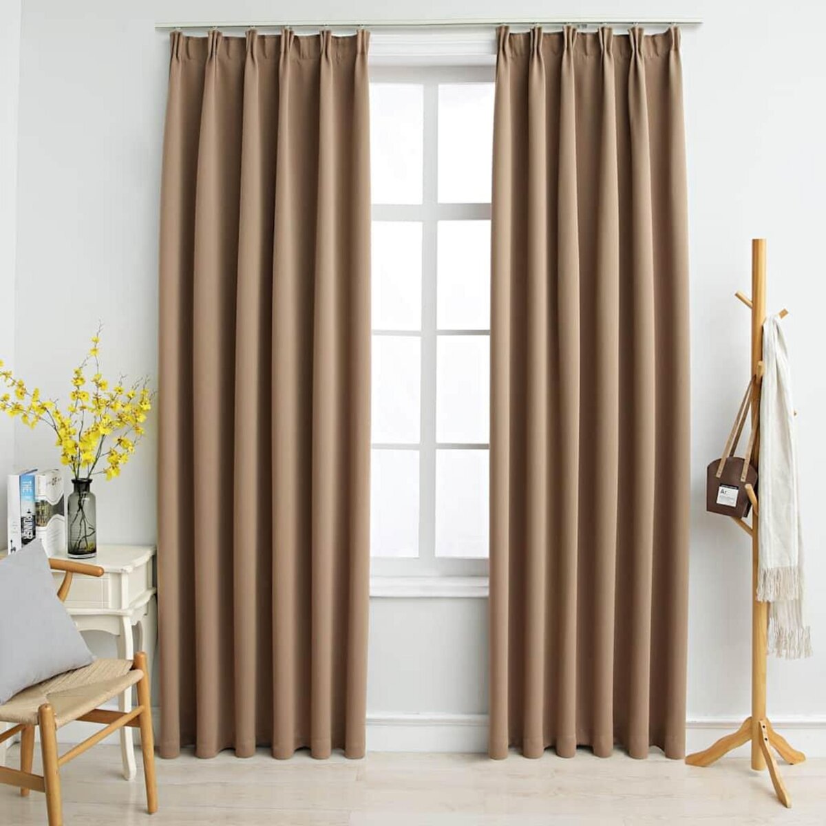 VIDAXL Rideaux occultants avec crochets 2 pcs Taupe 140x225 cm