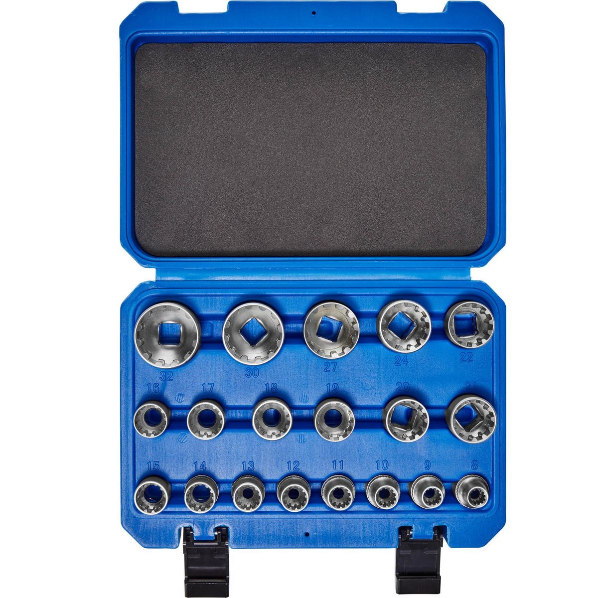 tectake Jeu de clés à douilles multi-dents pour l'extérieur bleu
