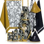 Les Ateliers du Linge Lot de 2 torchons 100% coton liana. Coloris disponibles : Gris