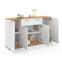 Voir la diapositive 4 : ID MARKET Buffet 140 cm VITO 4 portes et 1 tiroir blanc et bois