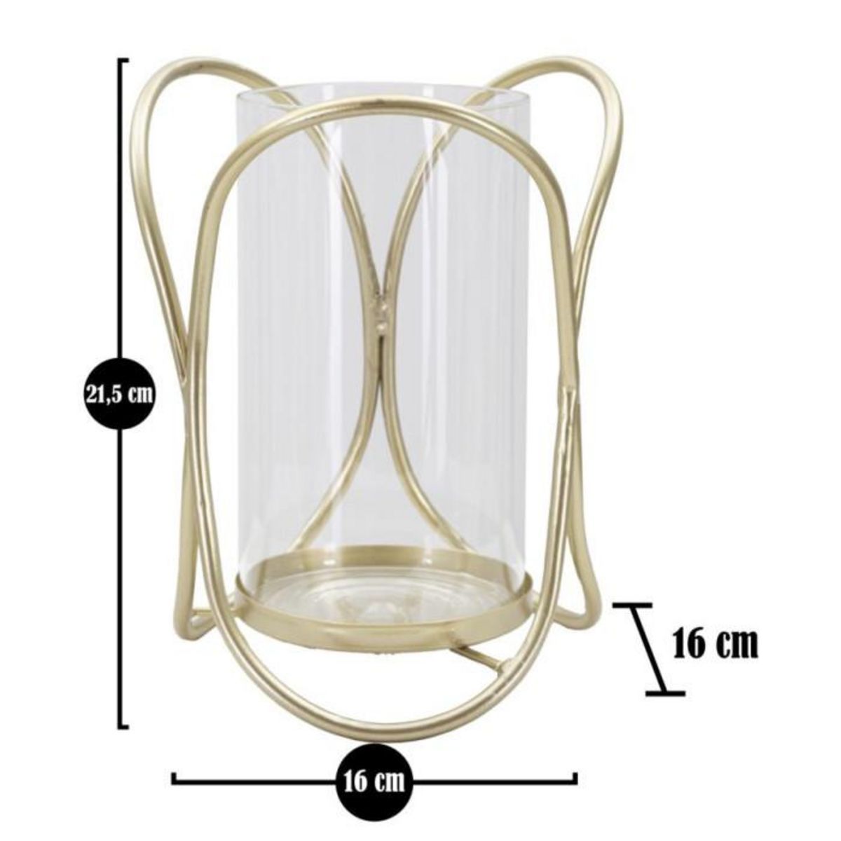 Paris Prix Photophore Design en Verre  Glox  21cm Or Clair