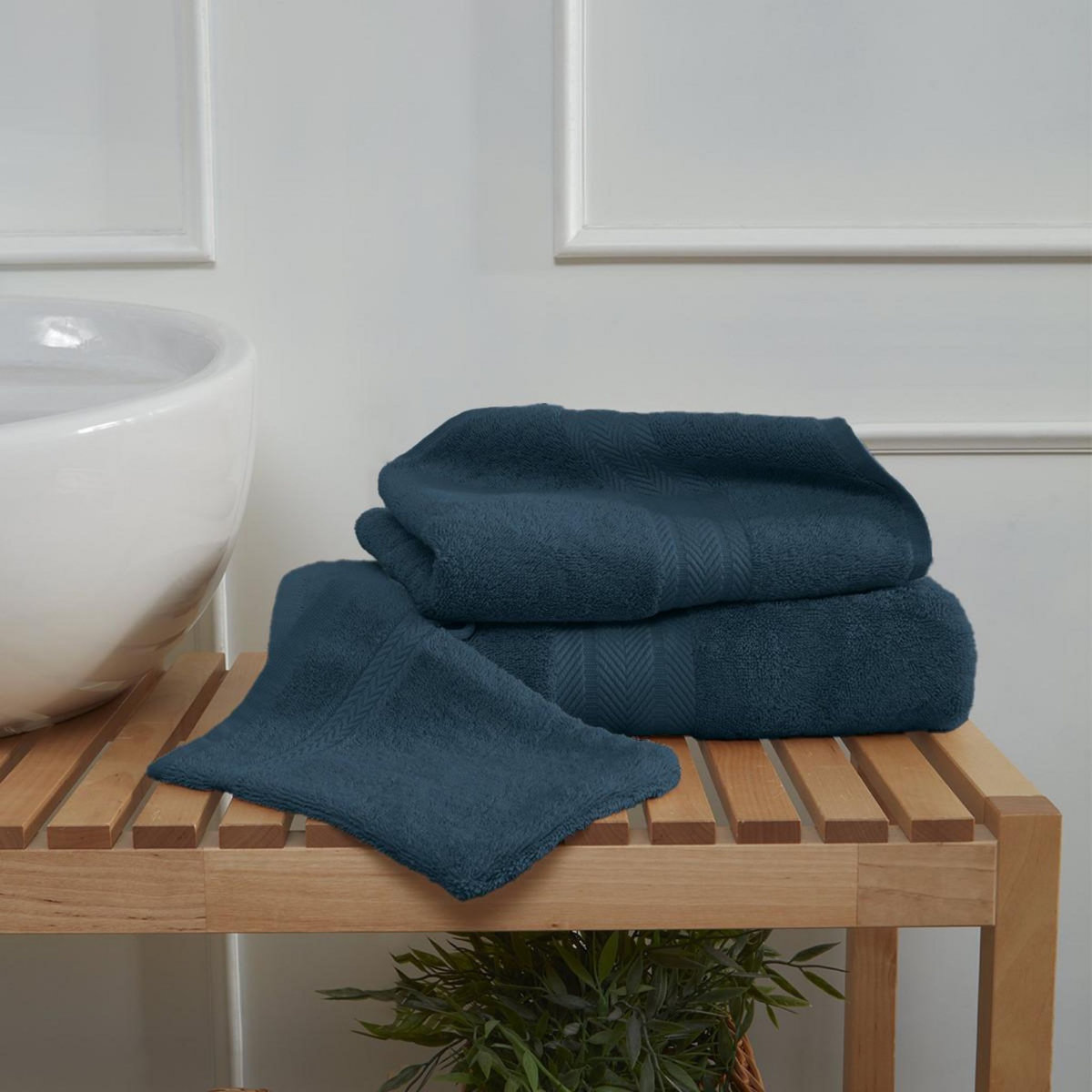 Sensei Maison Ensemble de bain 3 pièces (1 drap de bain + 1 serviette de toilette + 1 gant) LUXURY