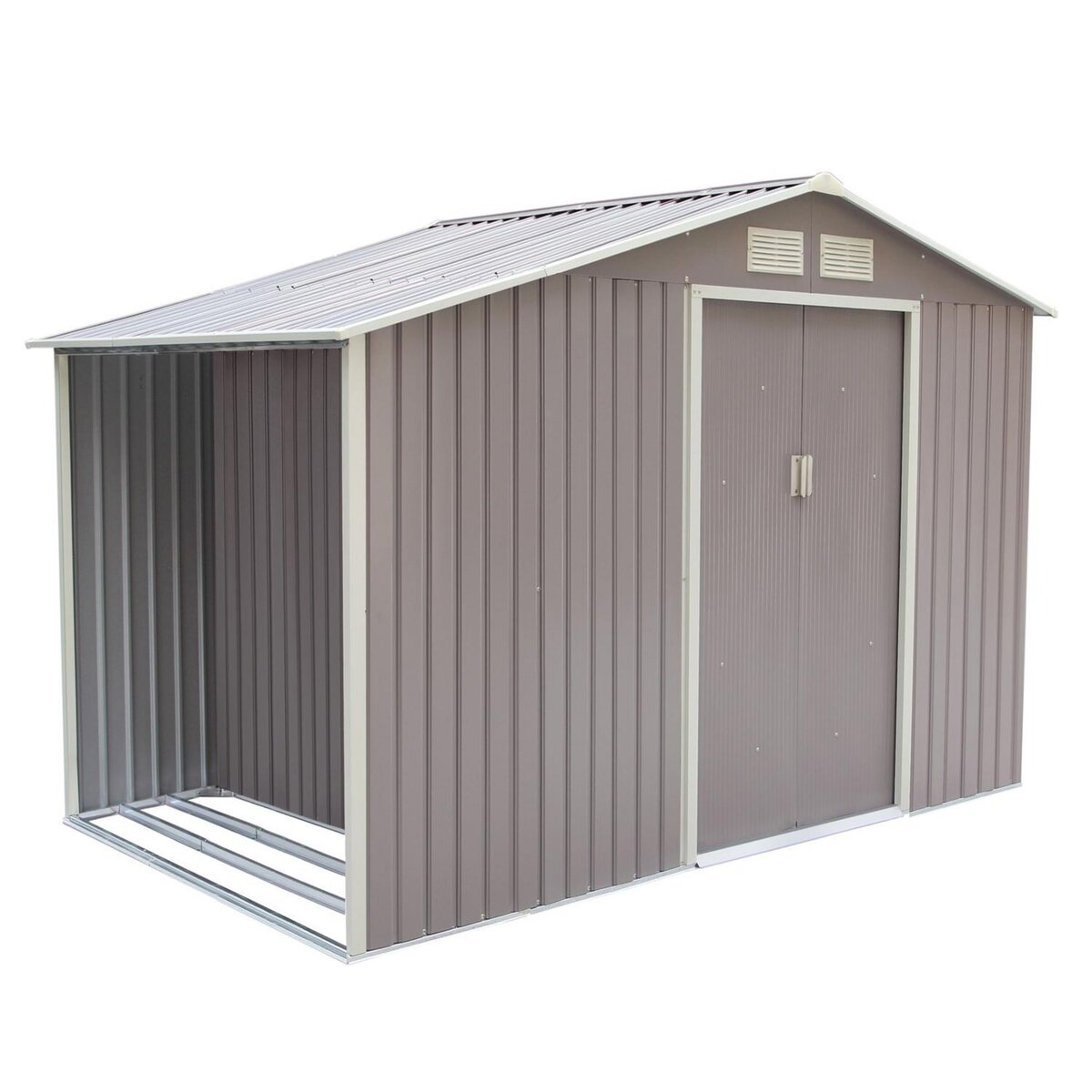 CONCEPT USINE Abri de jardin avec abri bûches 6,53 m² en acier gris VENTOUX