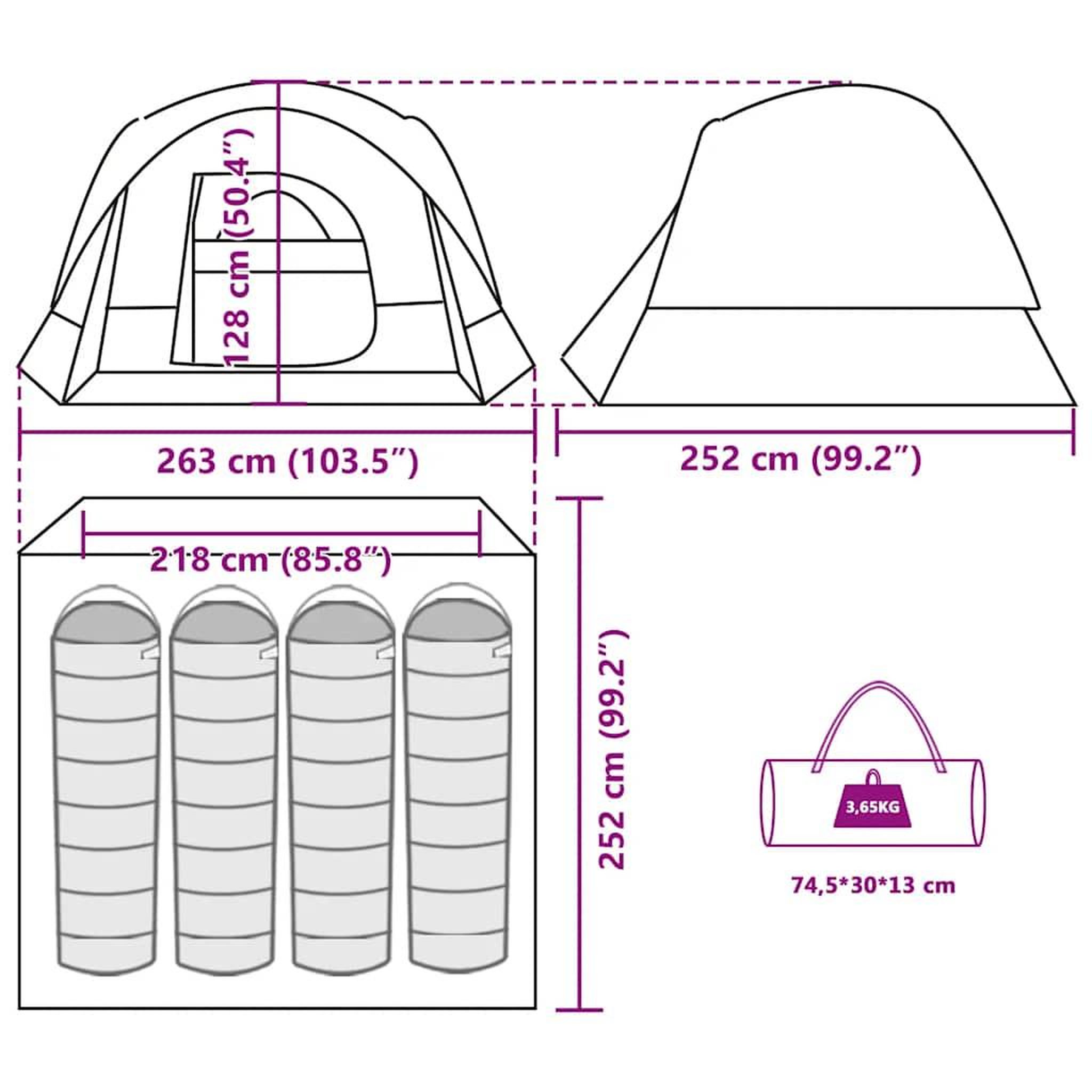 Voir la diapositive 6 : VIDAXL Tente de camping de cabine 4 personnes bleu impermeable