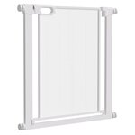 PAWHUT Barrière de sécurité animaux - longueur réglable dim. 75-82 cm - porte double verrouillage, ouverture double sens -sans perçage - acier ABS blanc