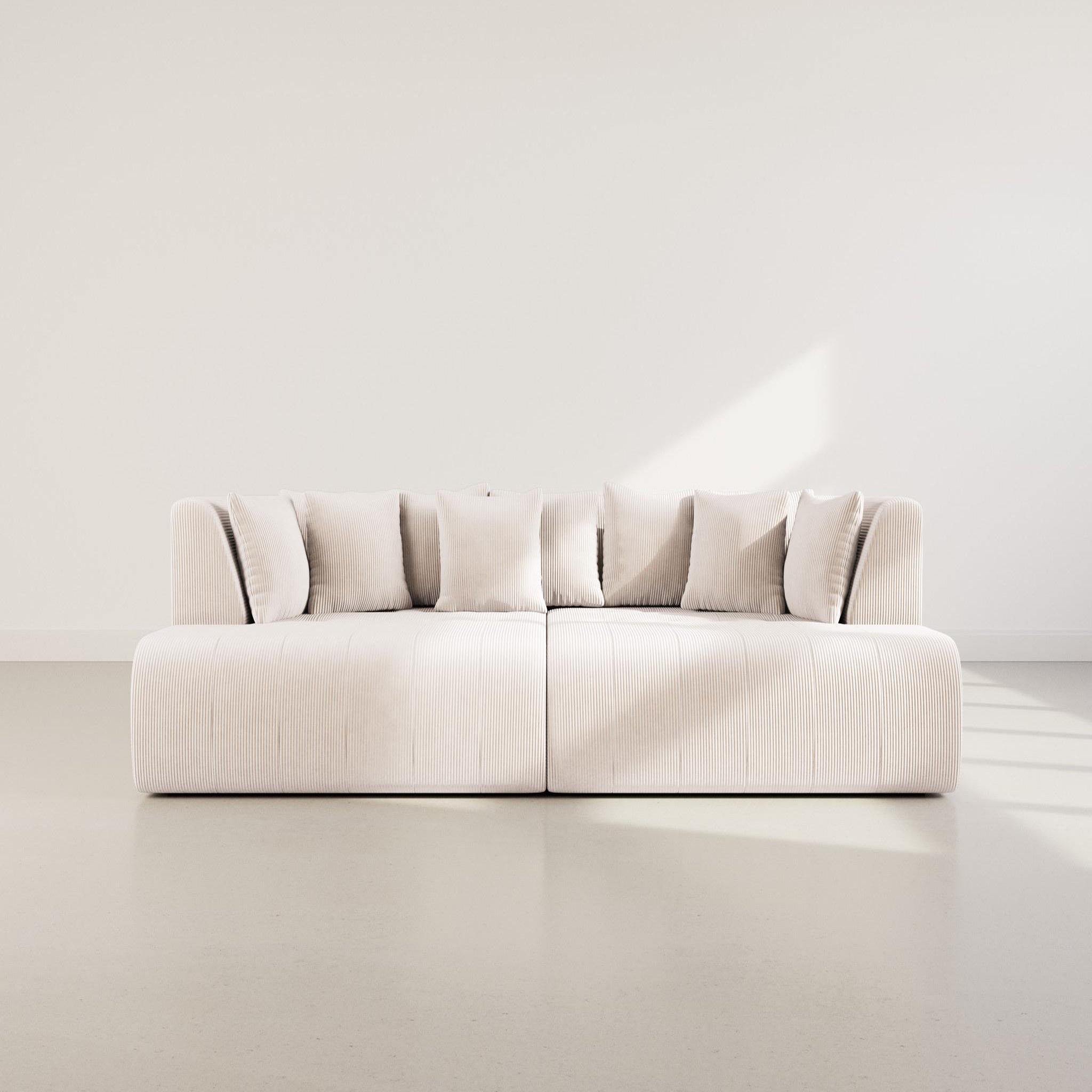 Voir la diapositive 2 : LISA DESIGN Onyx - canapé droit 4 places avec double méridienne - assise profonde - en velours côtelé