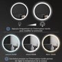 Voir la diapositive 5 : KLEANKIN Miroir rond lumineux LED de salle de bain Ø 60 cm mural avec éclairage 3 couleurs interrupteur tactile système antibuée 29 W gris