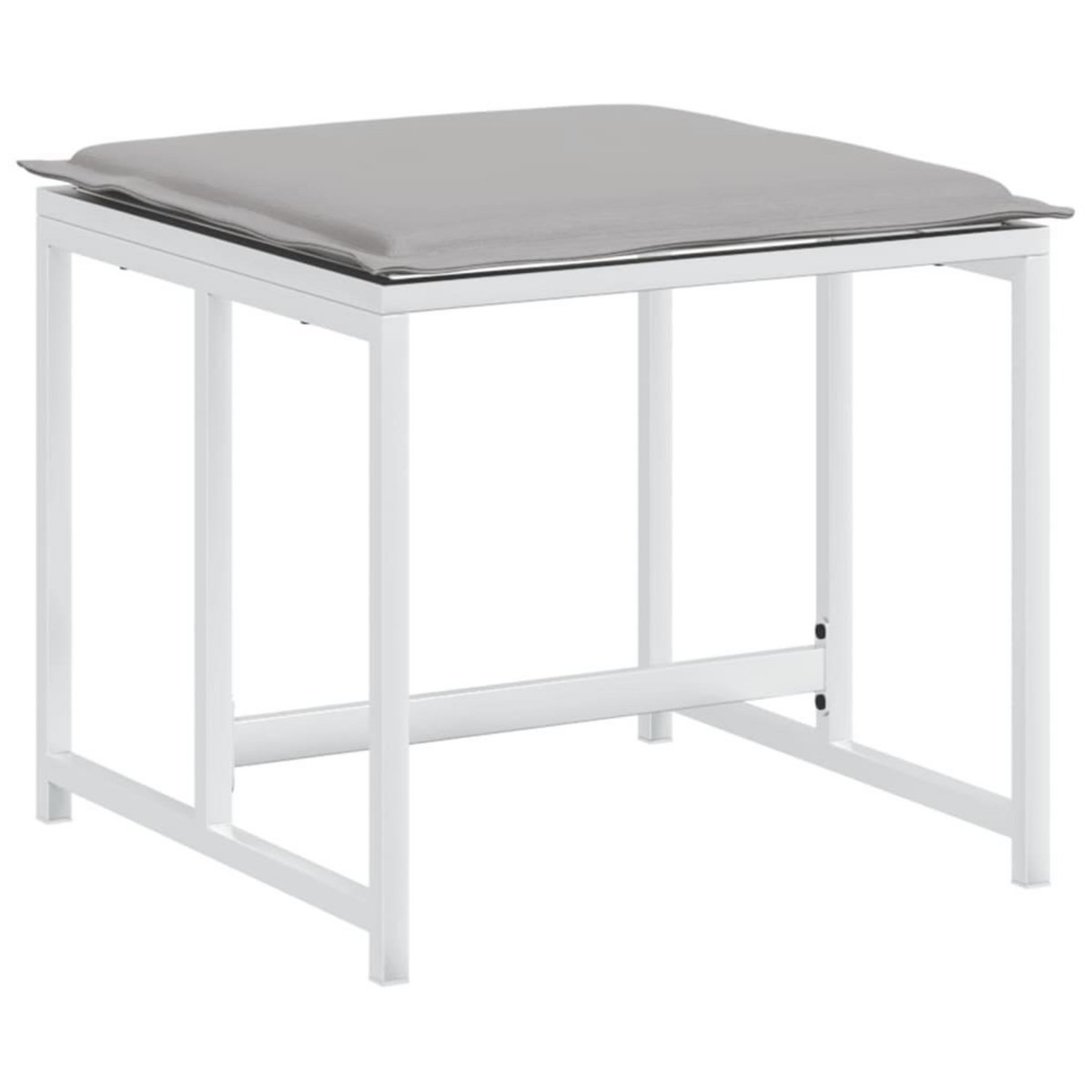 VIDAXL Tabourets de jardin avec coussins 4pcs blanc acier et textilene