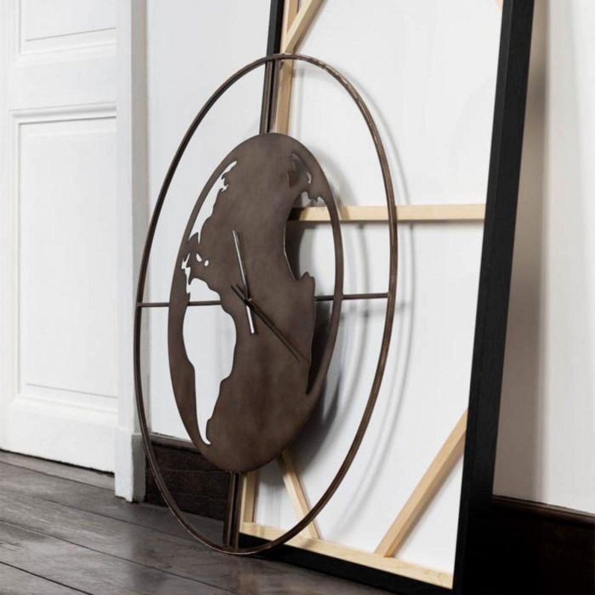 Paris Prix Horloge Murale  Carte du Monde  90cm Marron