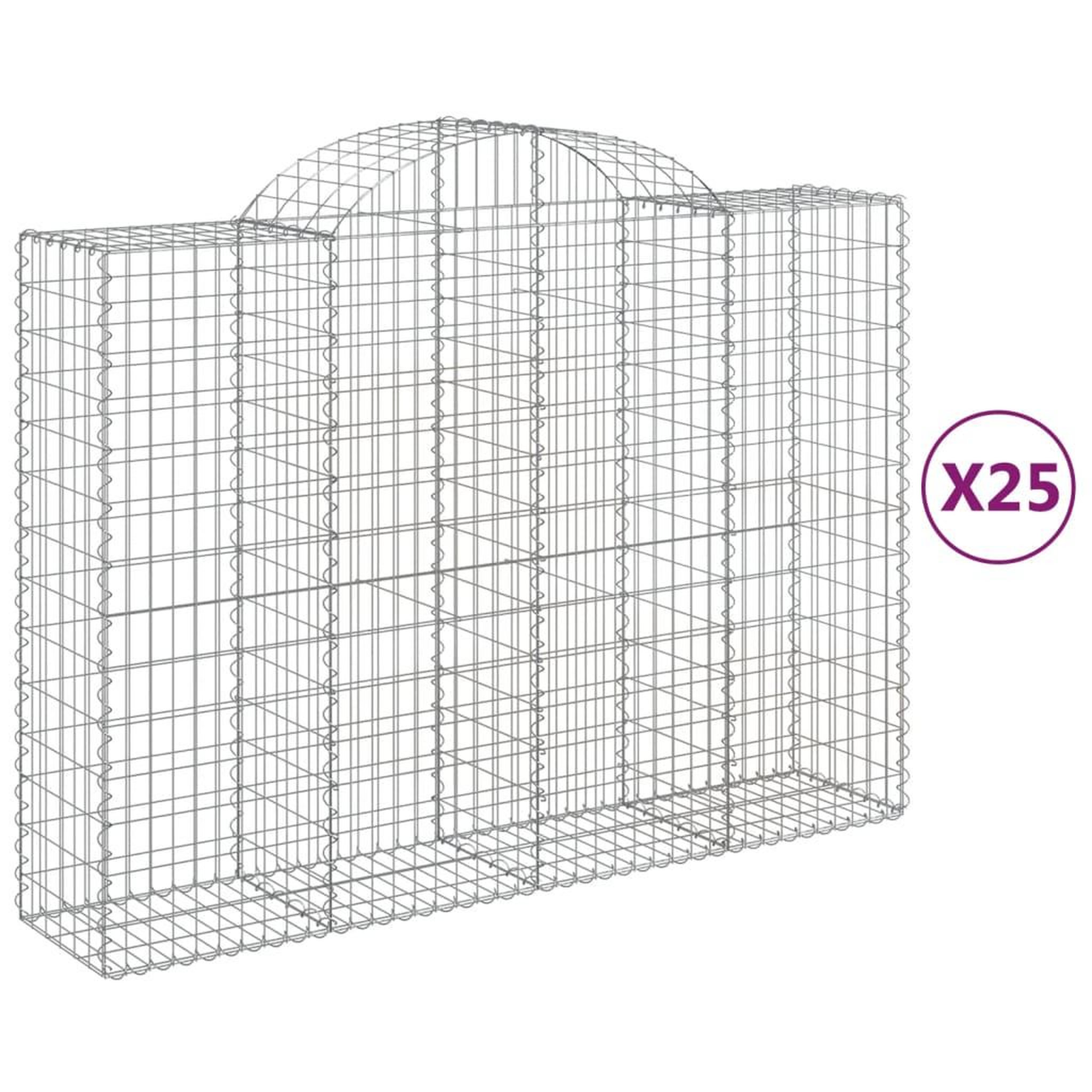 Voir la diapositive 2 : VIDAXL Paniers a gabions arques 25 pcs 200x50x140/160 cm Fer galvanise