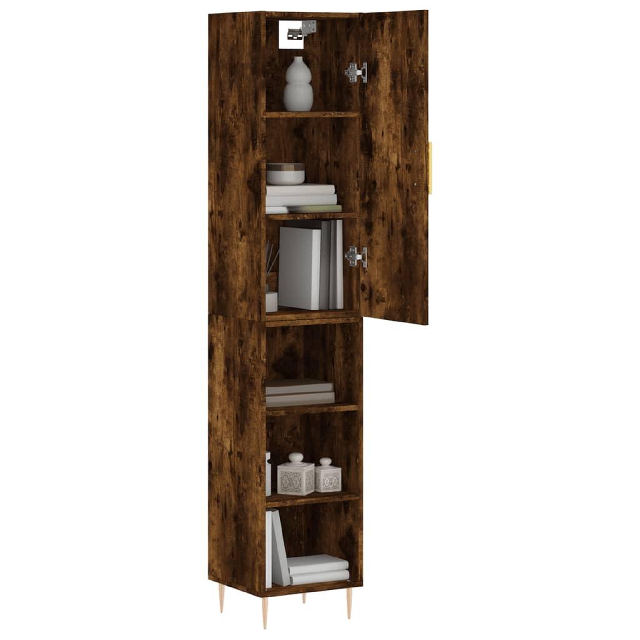 Voir la diapositive 3 : VIDAXL Buffet haut Chene fume 34,5x34x180 cm Bois d'ingenierie