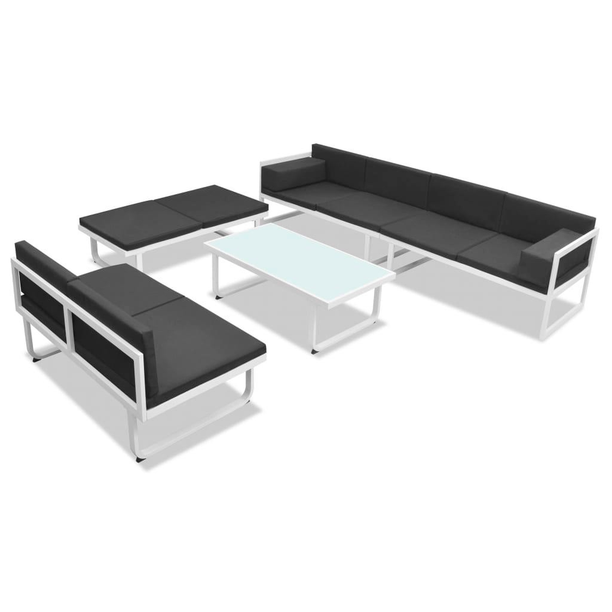 Voir la diapositive 3 : VIDAXL Salon de jardin 5 pcs textilene aluminium noir