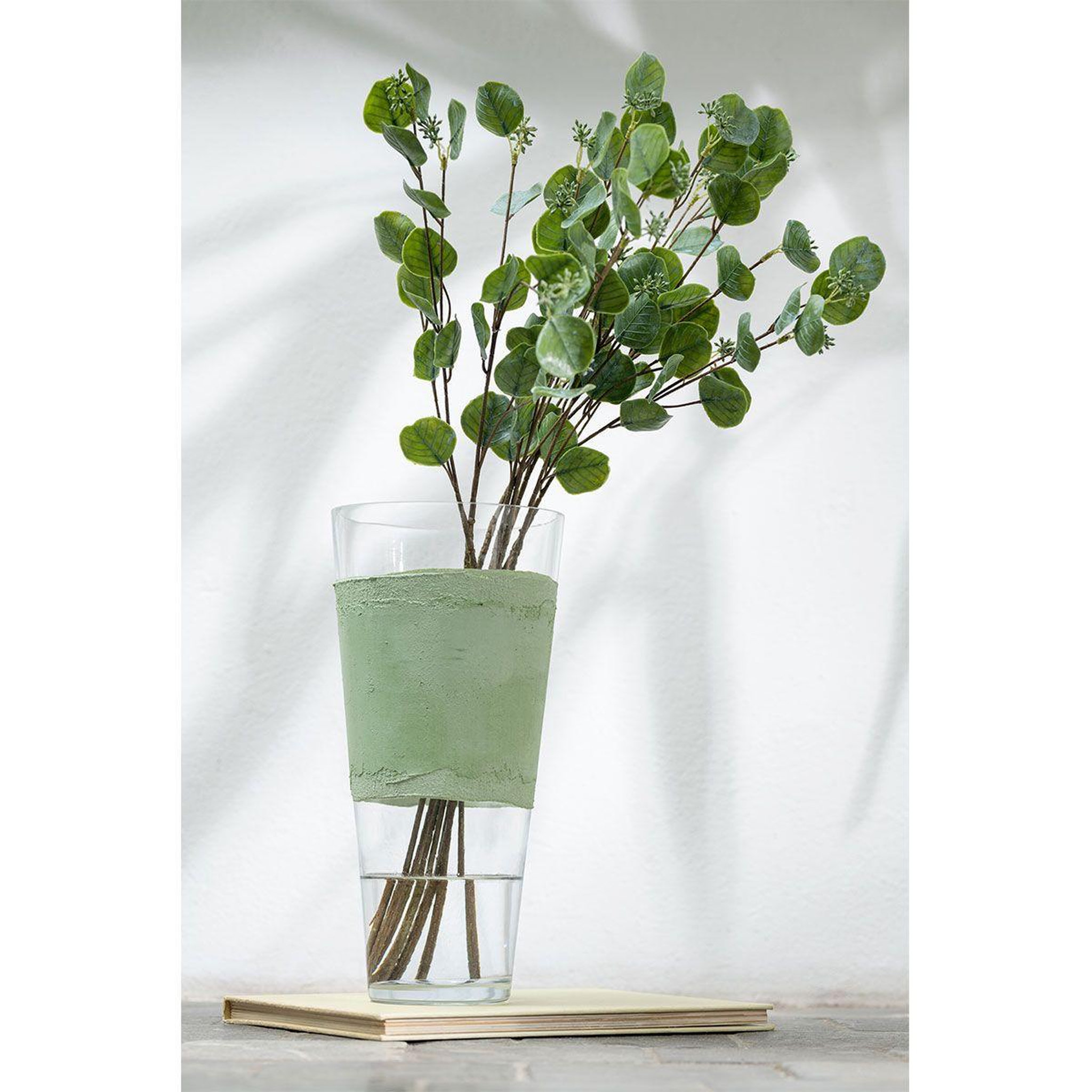 Voir la diapositive 3 : J-LINE Vase déco en verre  delph  35cm transparent & vert