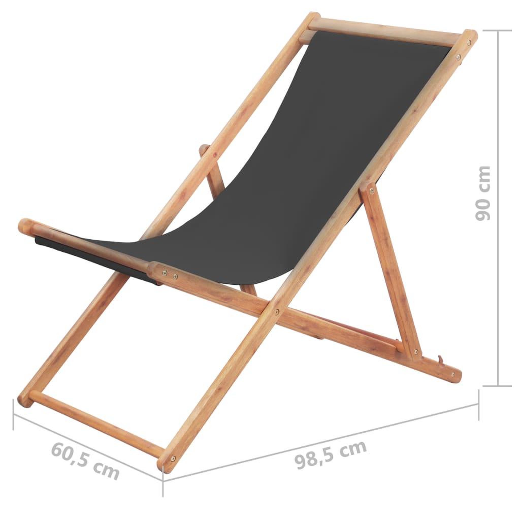 Voir la diapositive 6 : VIDAXL Chaise pliable de plage Tissu et cadre en bois Gris
