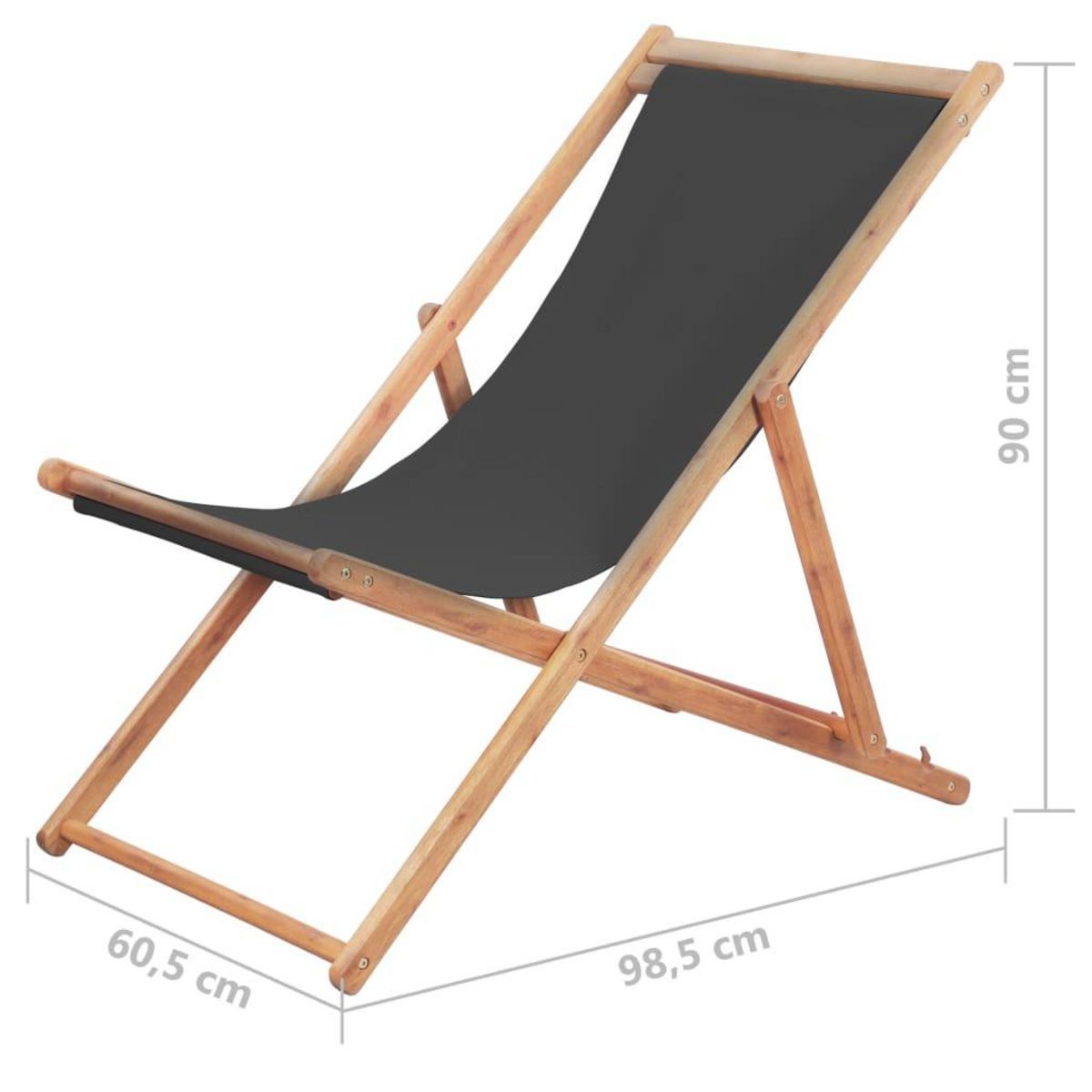 VIDAXL Chaise pliable de plage Tissu et cadre en bois Gris