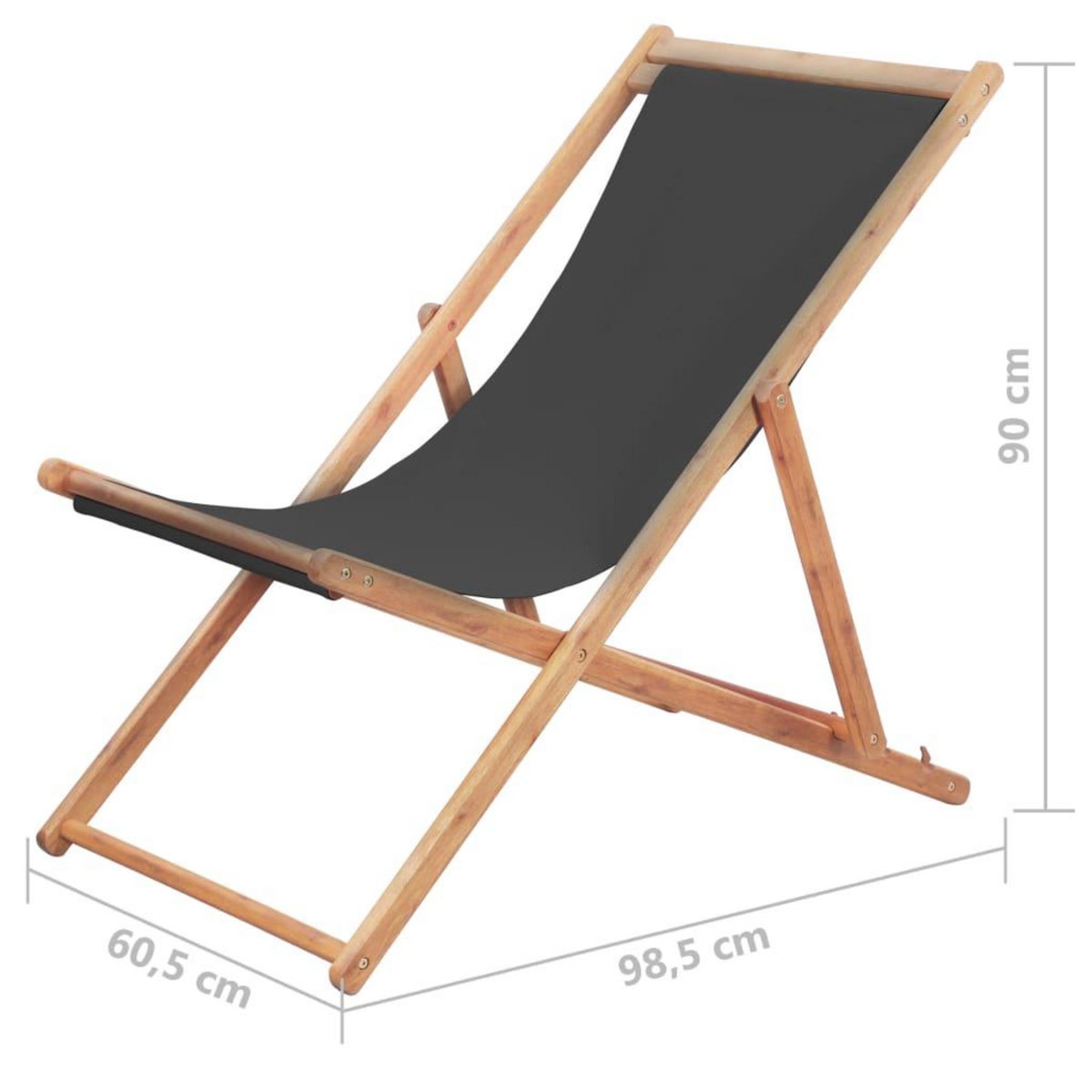 VIDAXL Chaise pliable de plage Tissu et cadre en bois Gris