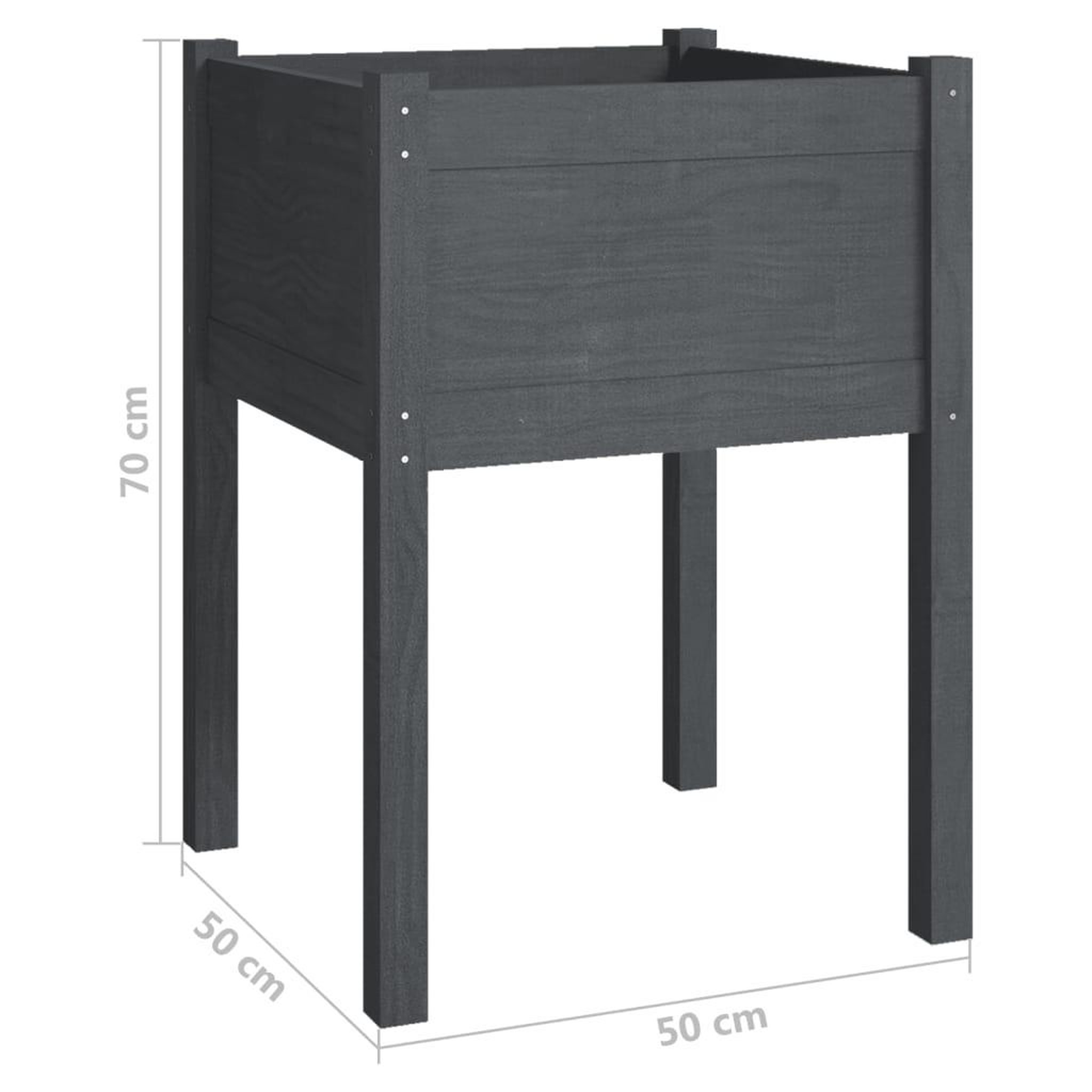 Voir la diapositive 6 : VIDAXL Jardiniere Gris 50x50x70 cm Bois de pin massif