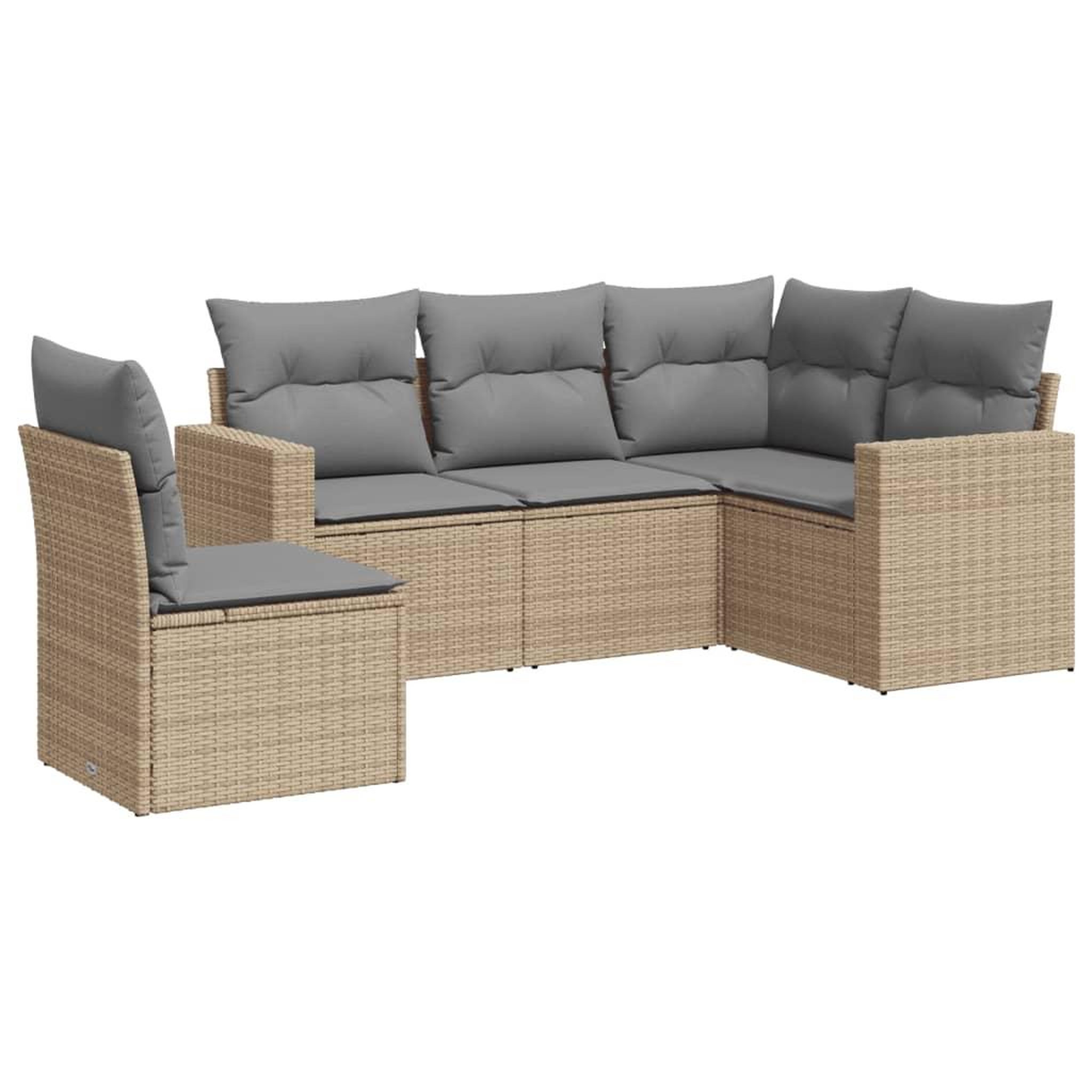 Voir la diapositive 2 : VIDAXL Salon de jardin avec coussins 5 pcs beige resine tressee