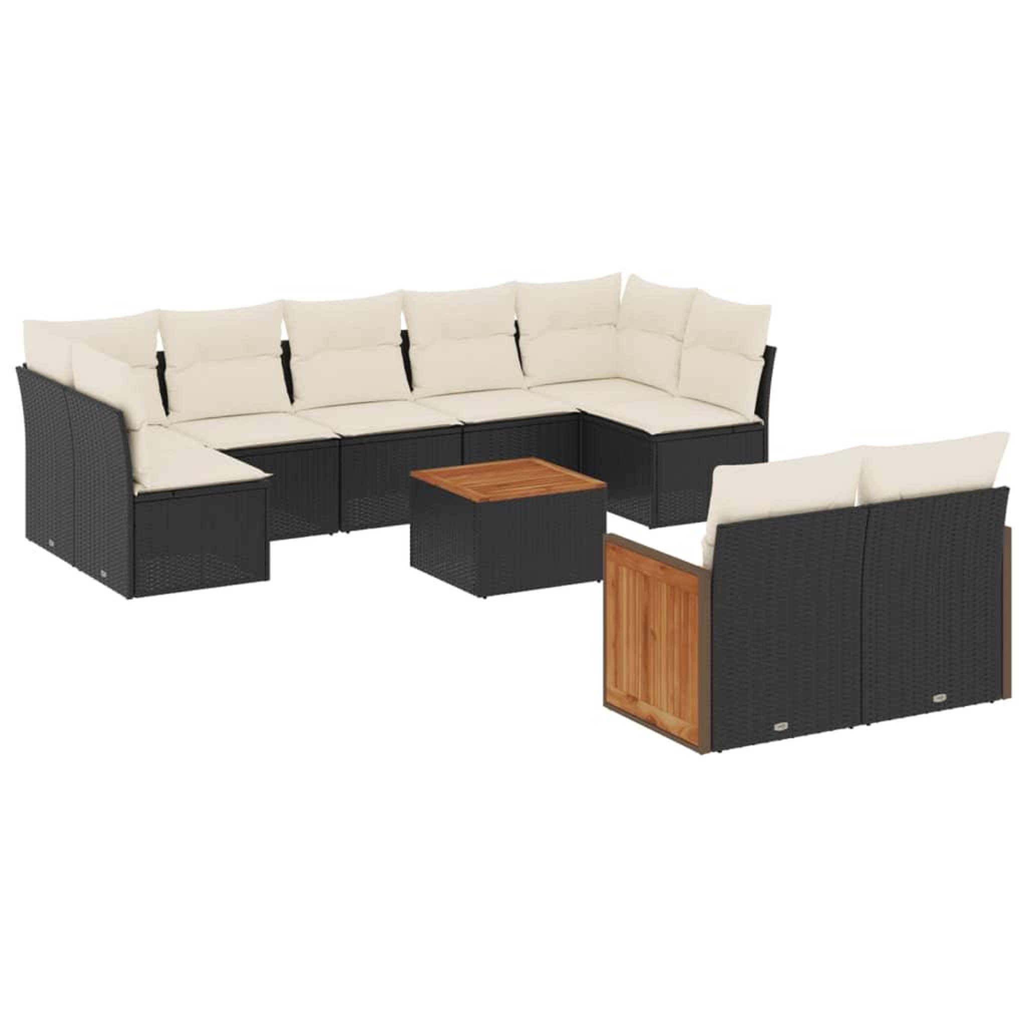 Voir la diapositive 2 : VIDAXL Salon de jardin 10 pcs avec coussins noir resine tressee