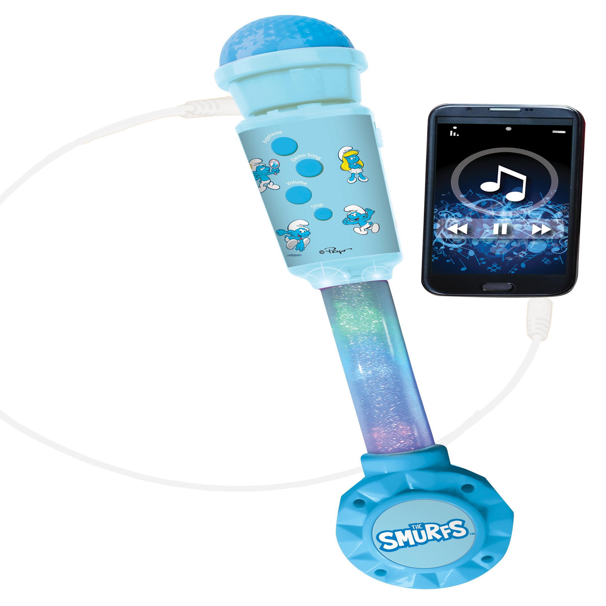 Voir la diapositive 3 : Lexibook Microphone Schtroumpfs avec tube lumineux et enceinte