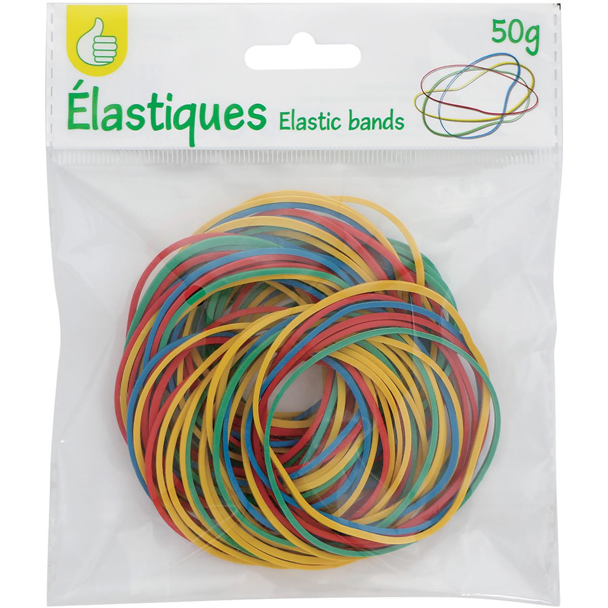Voir la diapositive 1 : AUCHAN Sac d'élastiques colorés 50g