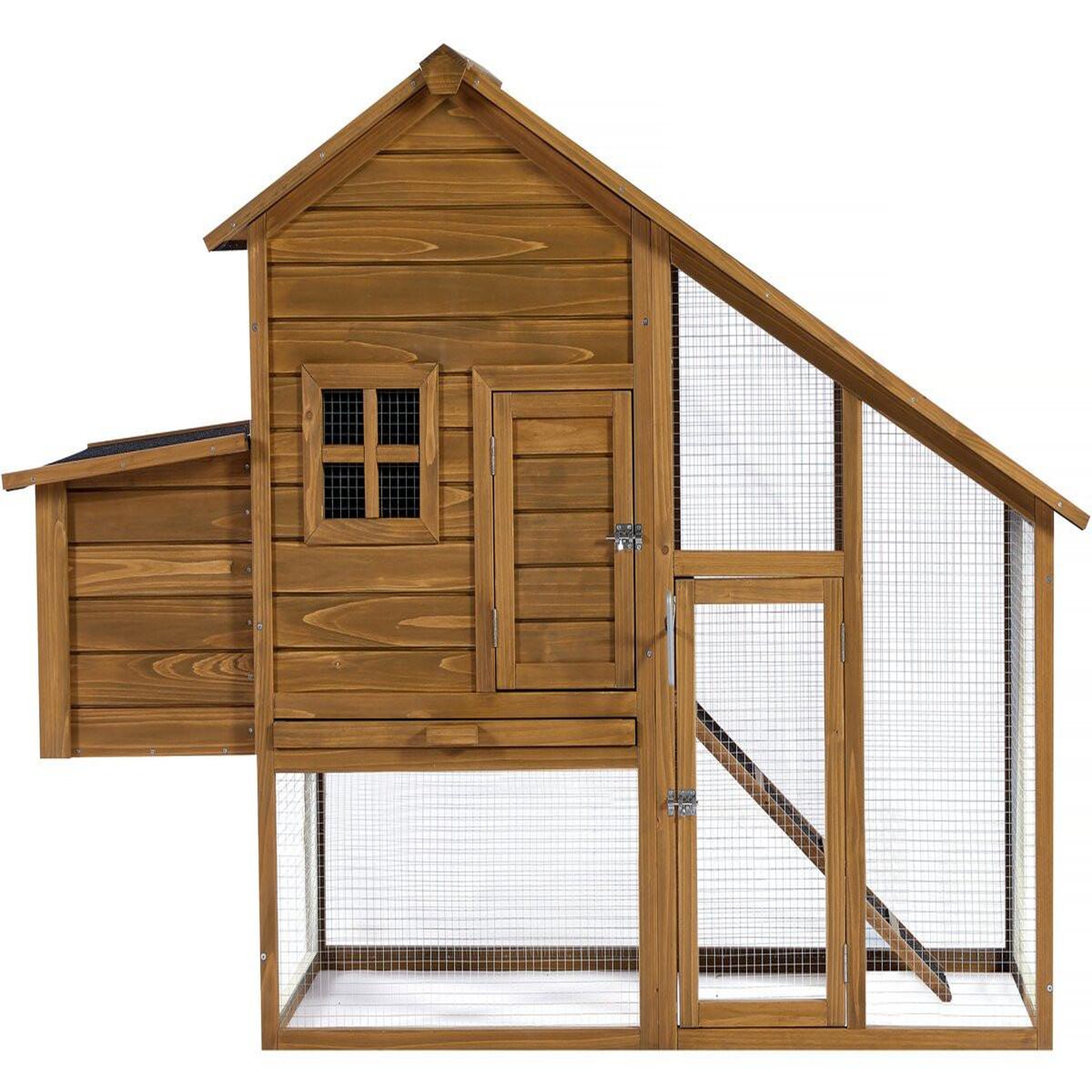 Voir la diapositive 3 : Habitat et Jardin Poulailler  Princesse  avec pondoir en bois - 4 poules - Marron