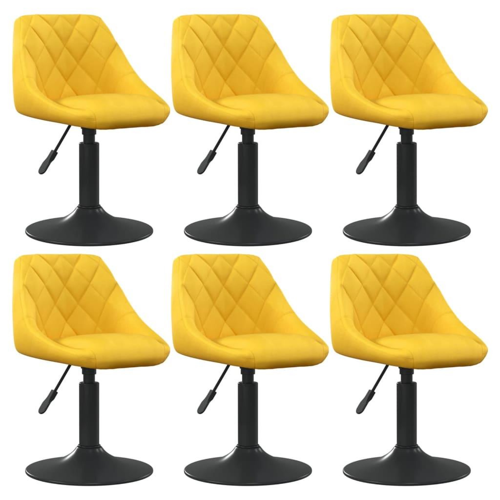 VIDAXL Chaises a manger pivotantes lot de 6 jaune moutarde velours