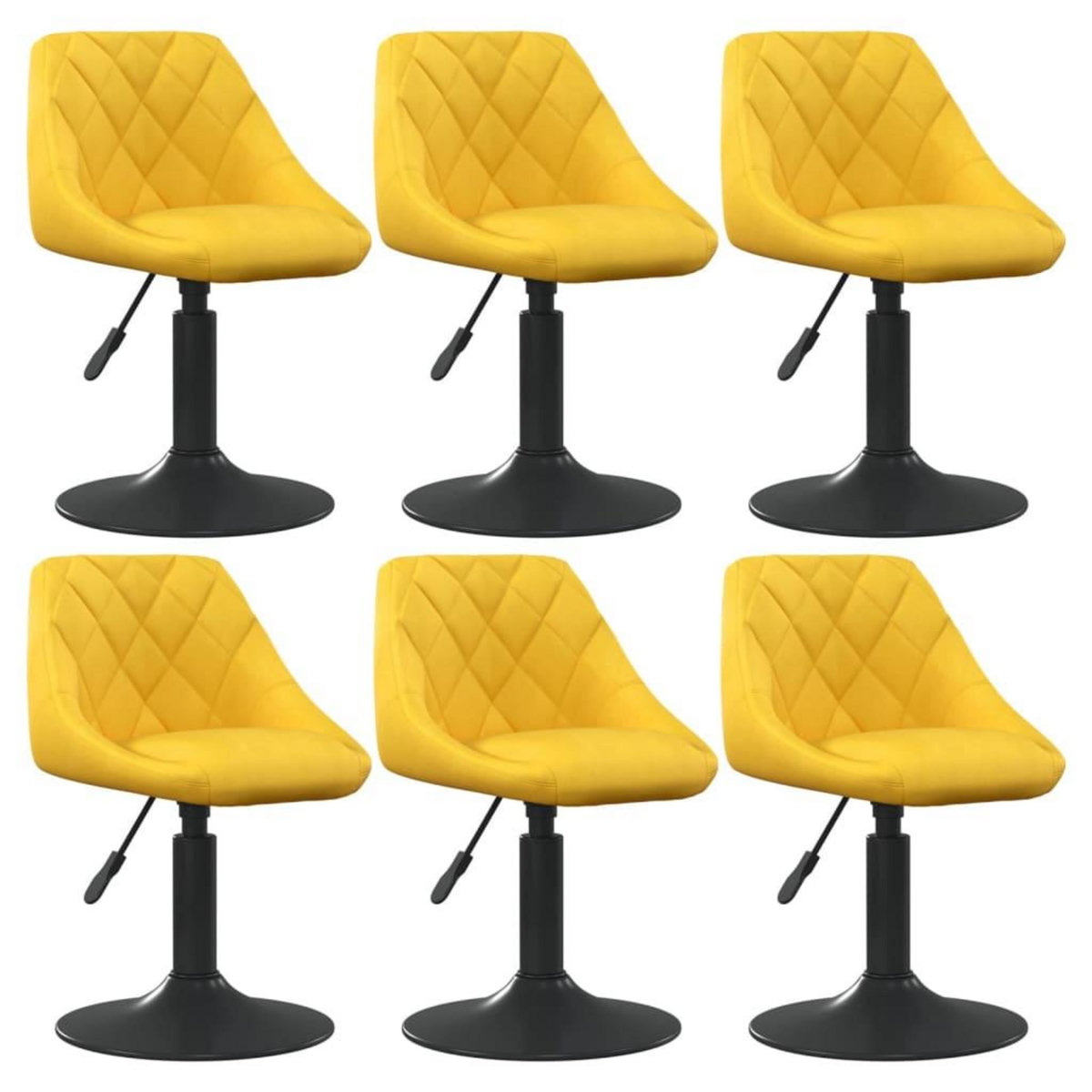 VIDAXL Chaises a manger pivotantes lot de 6 jaune moutarde velours