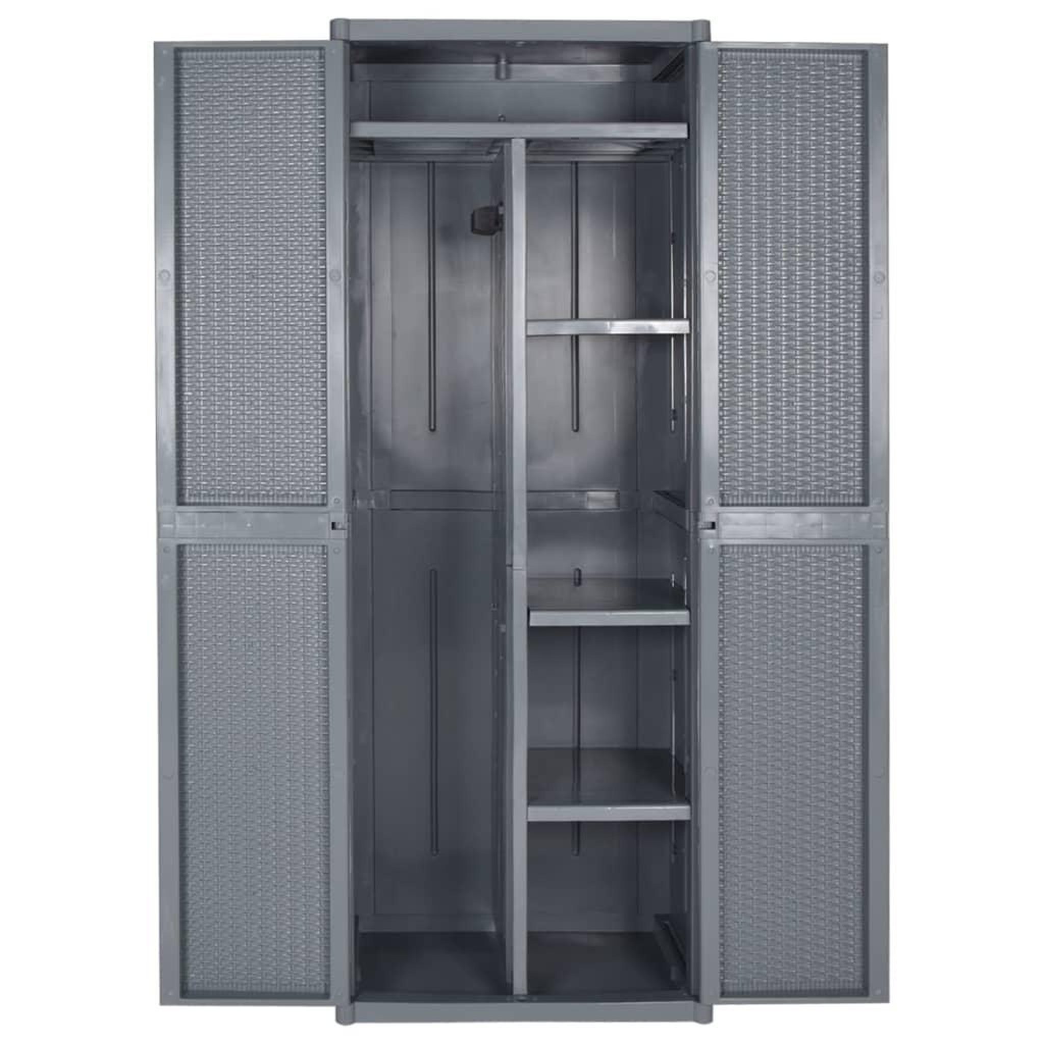 Voir la diapositive 4 : VIDAXL Armoire de rangement de jardin gris 65x45x172 cm PP rotin